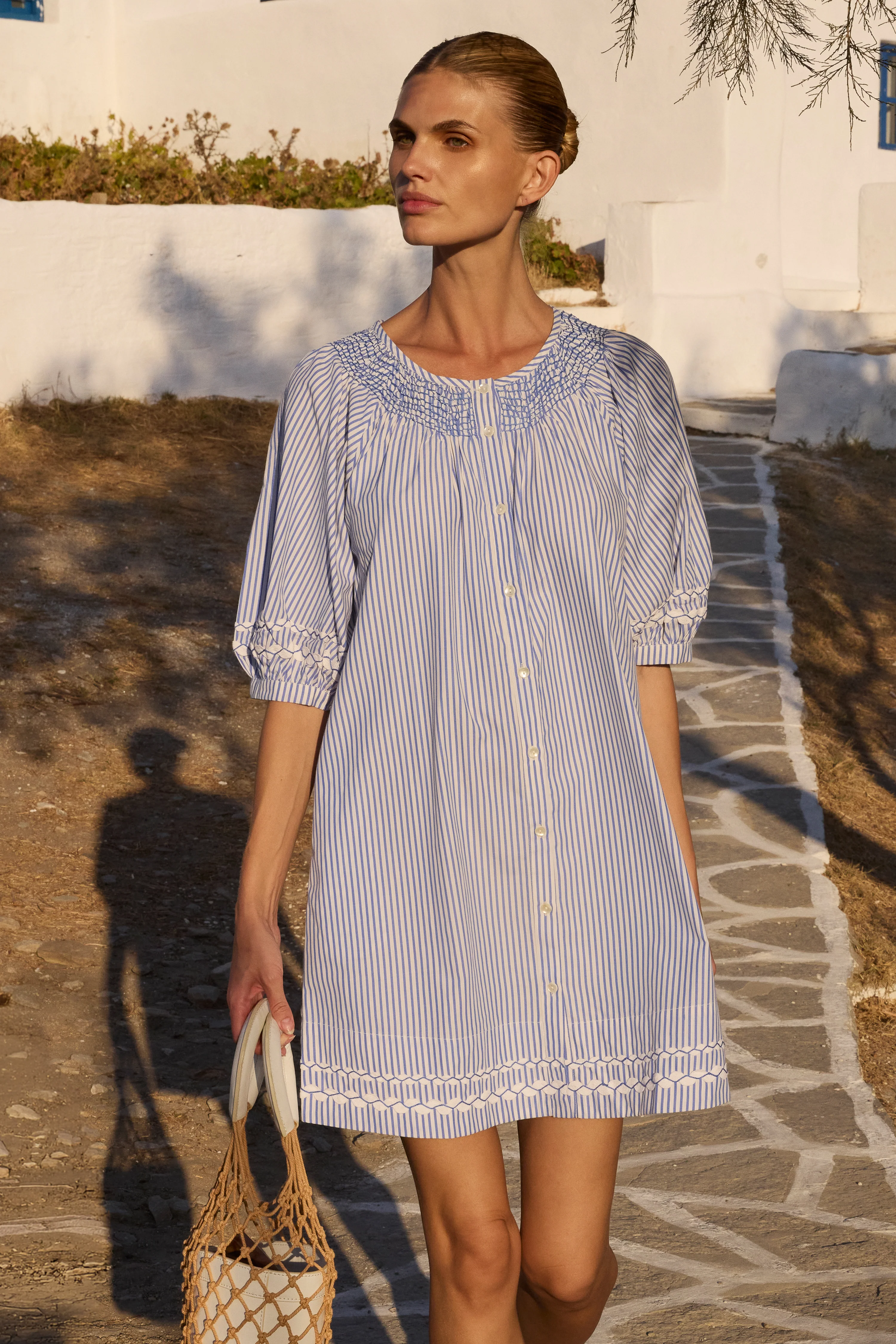Embroidered Button Mini- Sconset Blue - Image 3