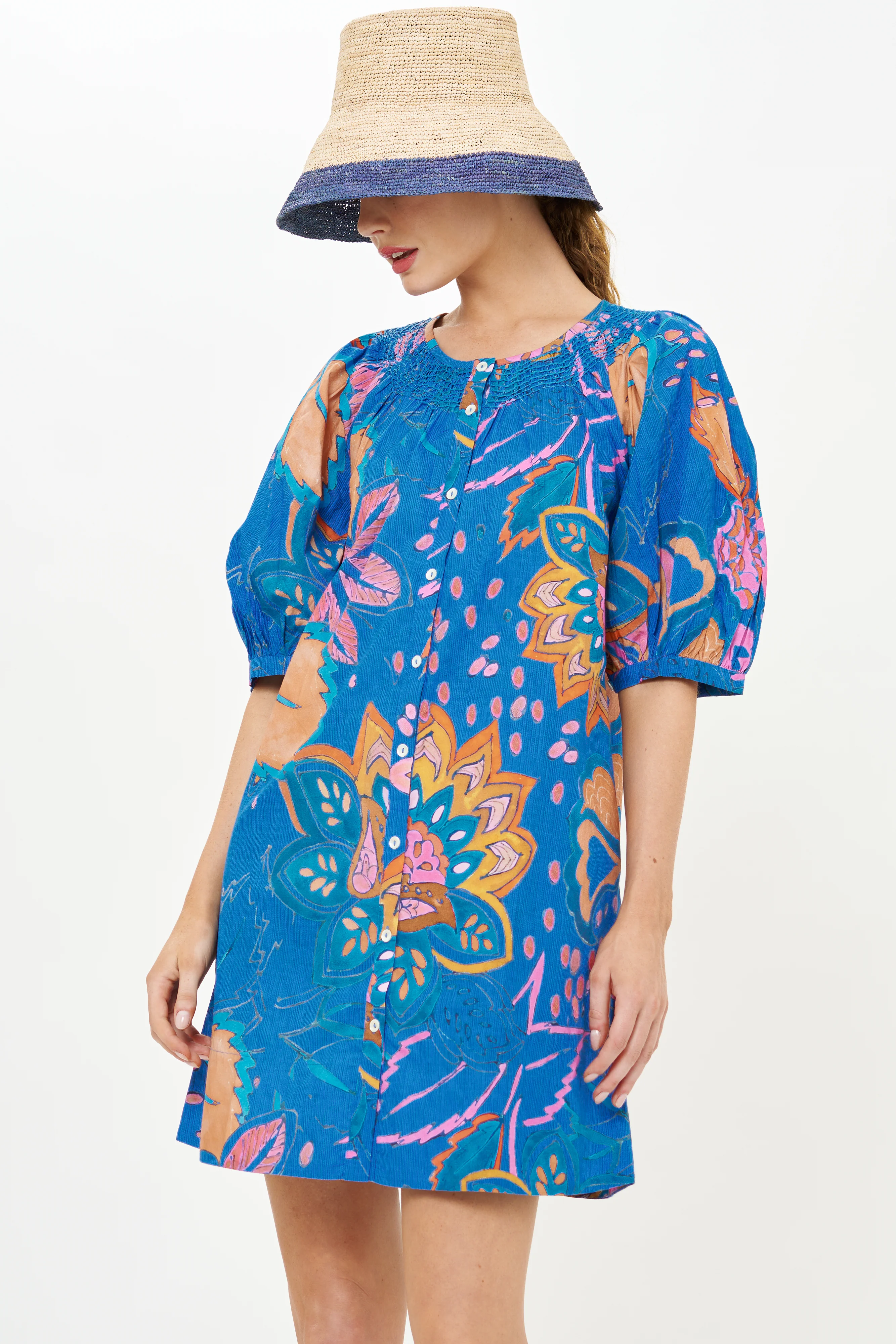 Embroidered Button Mini- Antico Blue - Image 5
