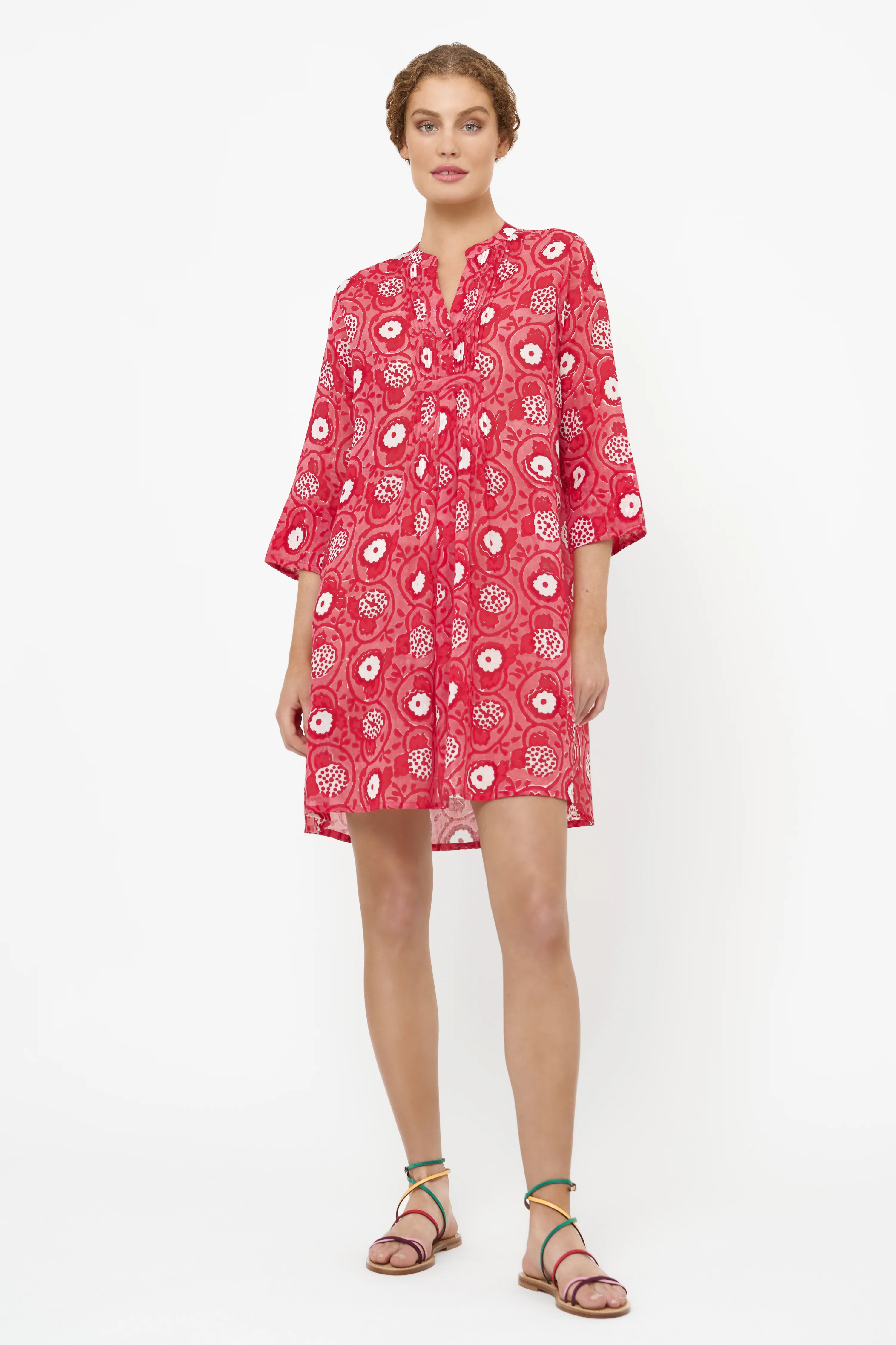 3/4 Sleeve Pintuck Dress- Ambrosia Red - Image 6