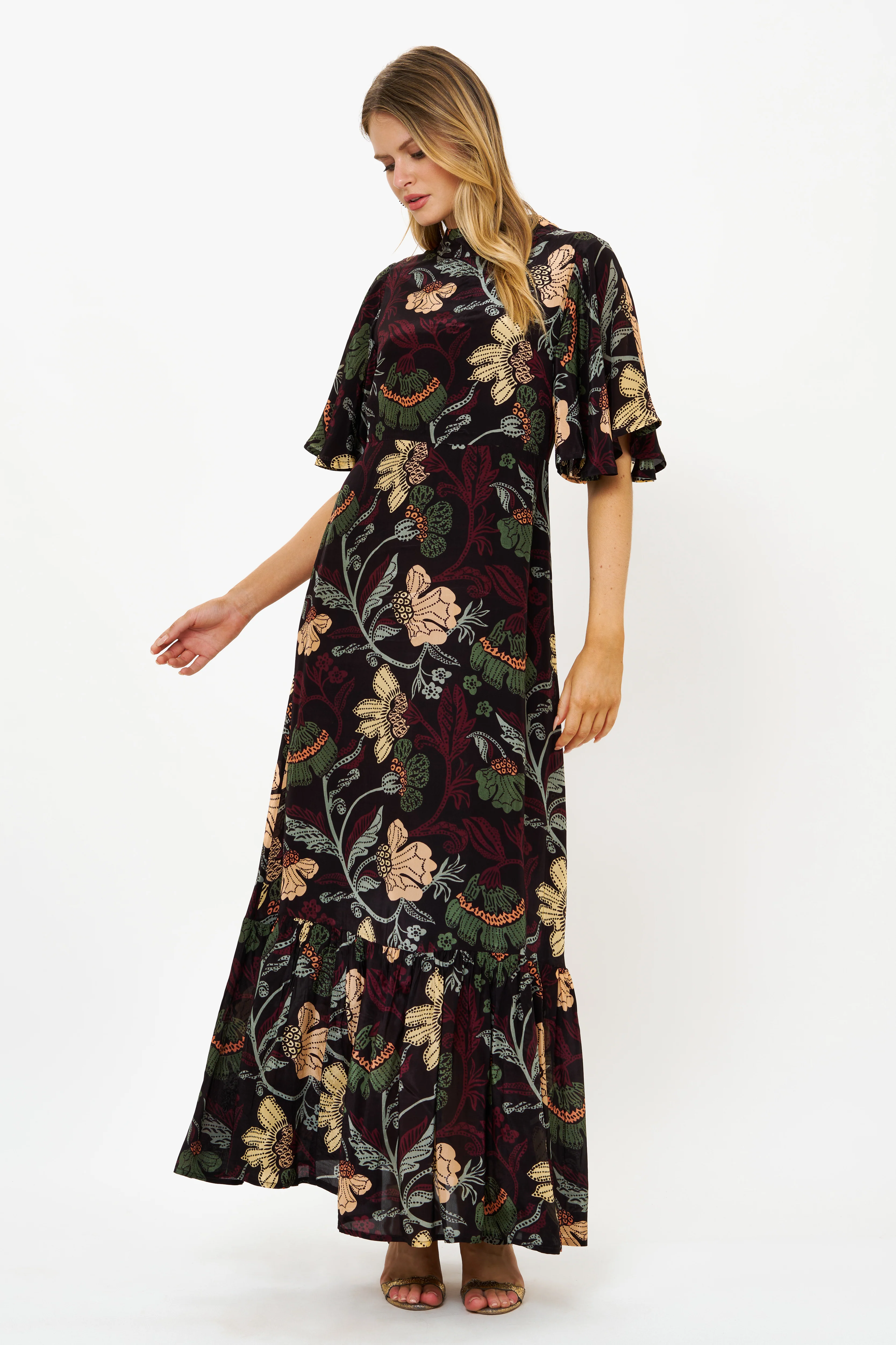 Flirty Mock Neck Maxi- Turin Wine - Image 2
