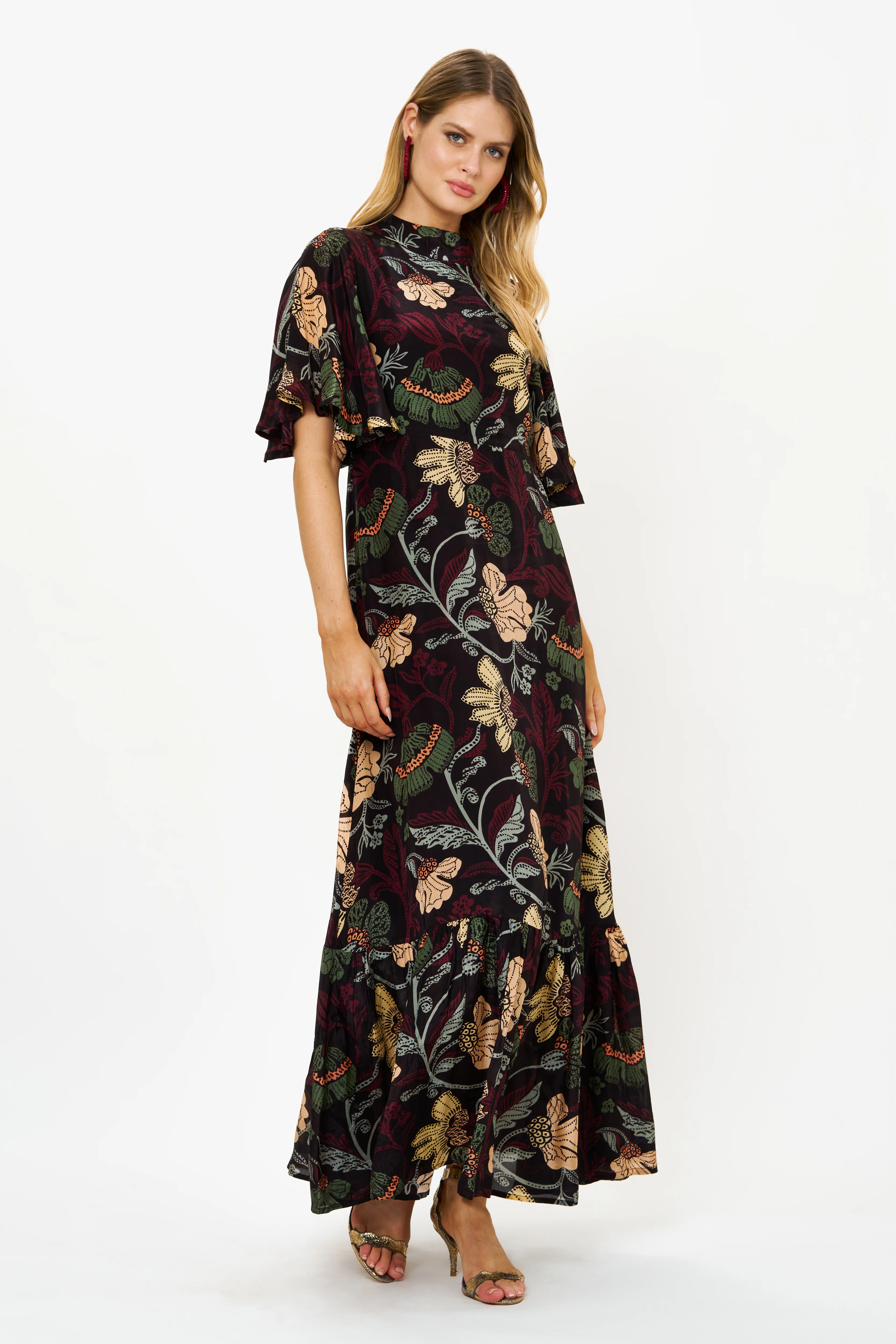 Flirty Mock Neck Maxi- Turin Wine - Image 3