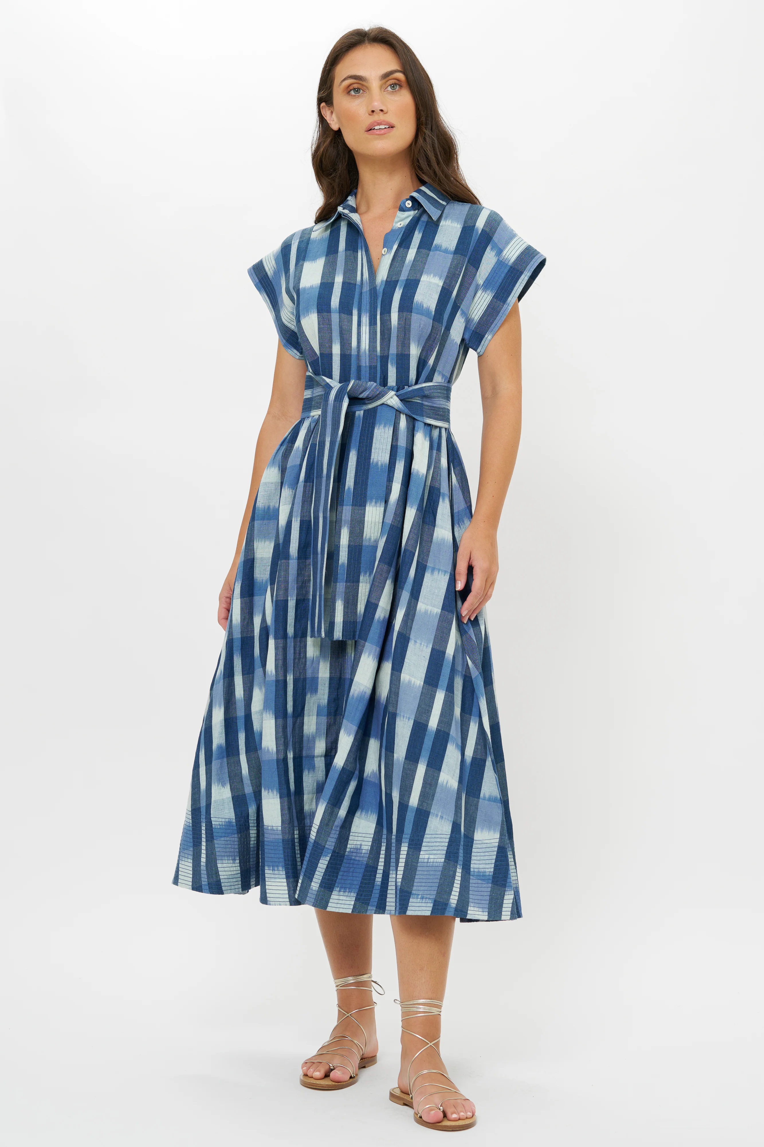 Belted Shirt Dress- Beckett Navy - Image 7