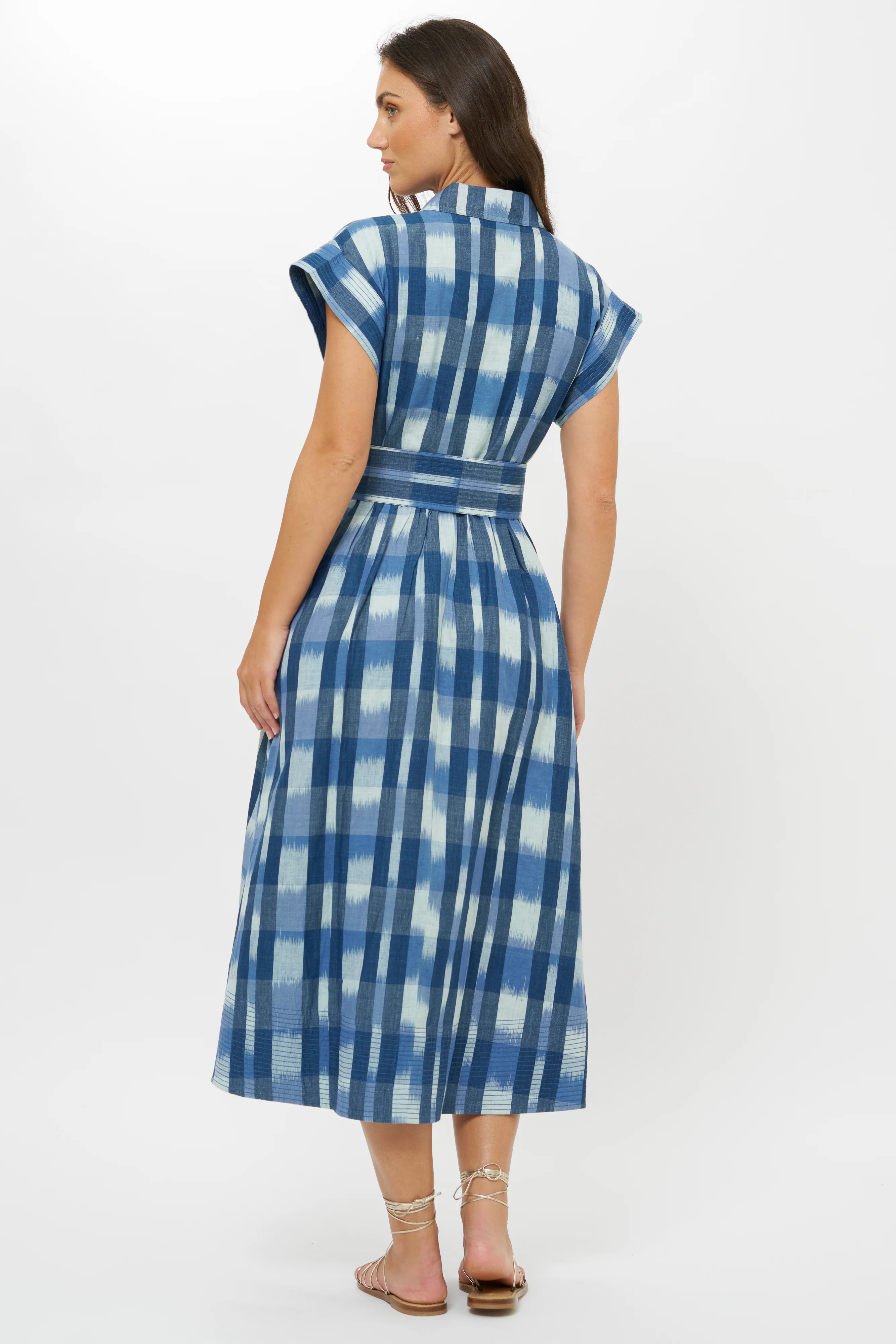 Belted Shirt Dress- Beckett Navy - Image 8