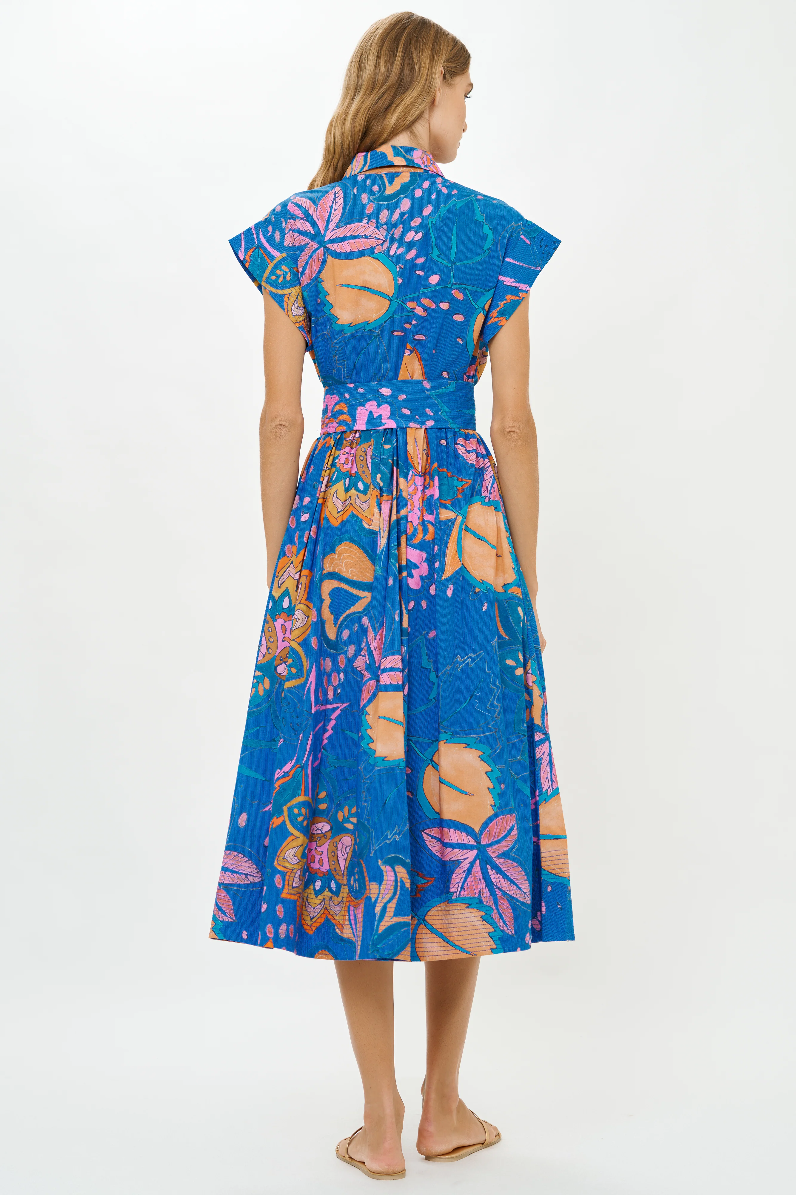 Belted Shirt Dress- Antico Blue - Image 7