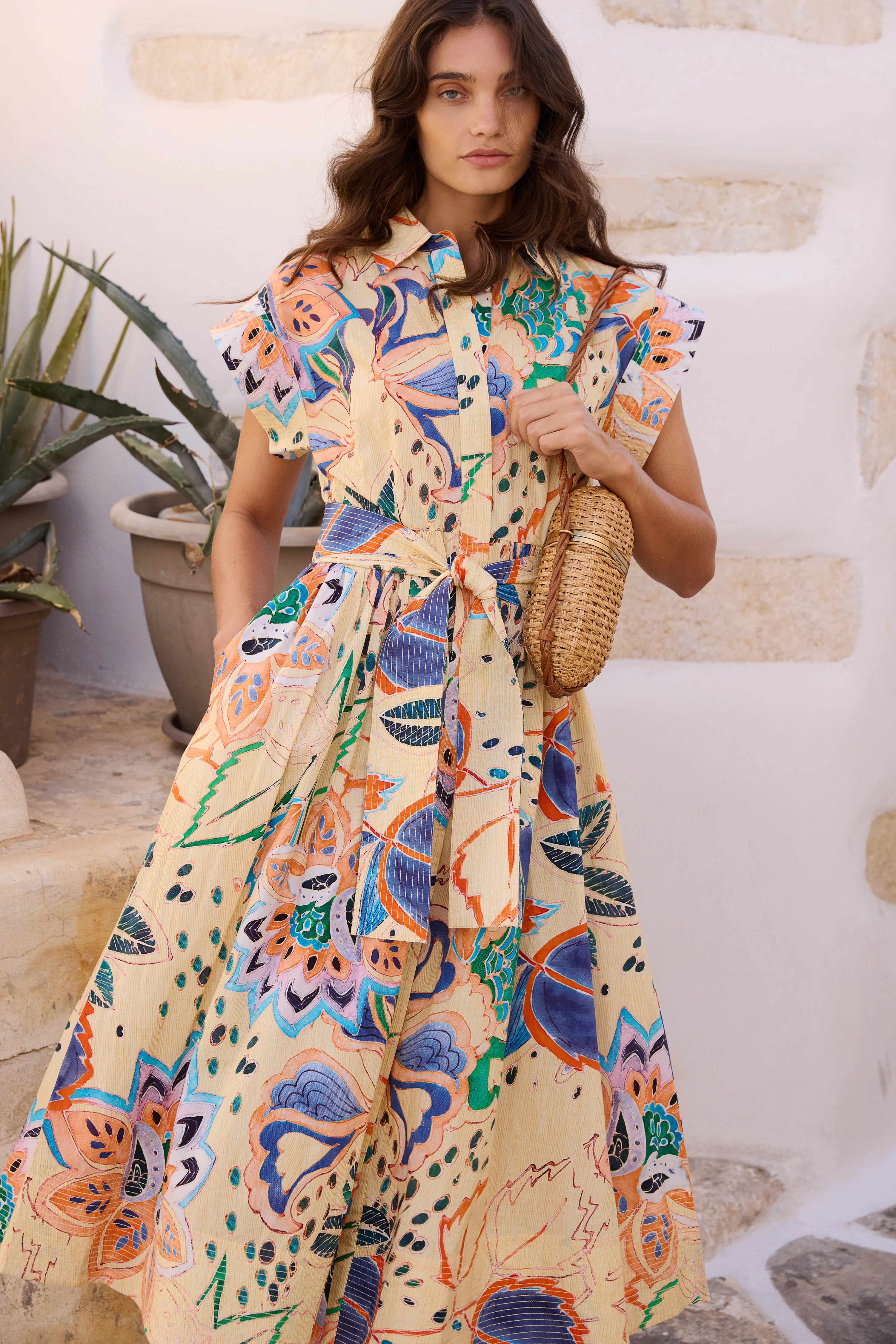 Belted Shirt Dress- Antico Cream - Image 3