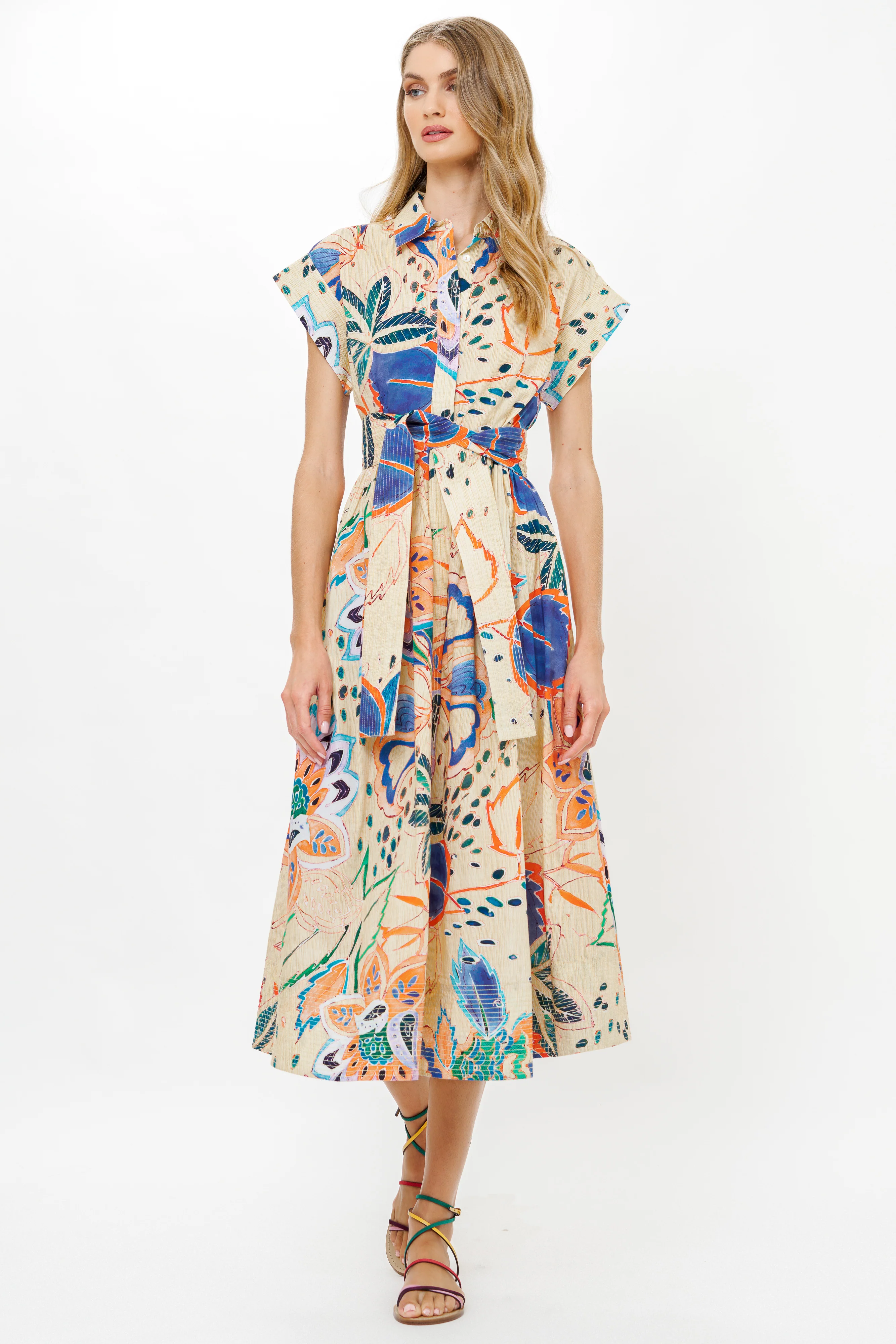 Belted Shirt Dress- Antico Cream - Image 5