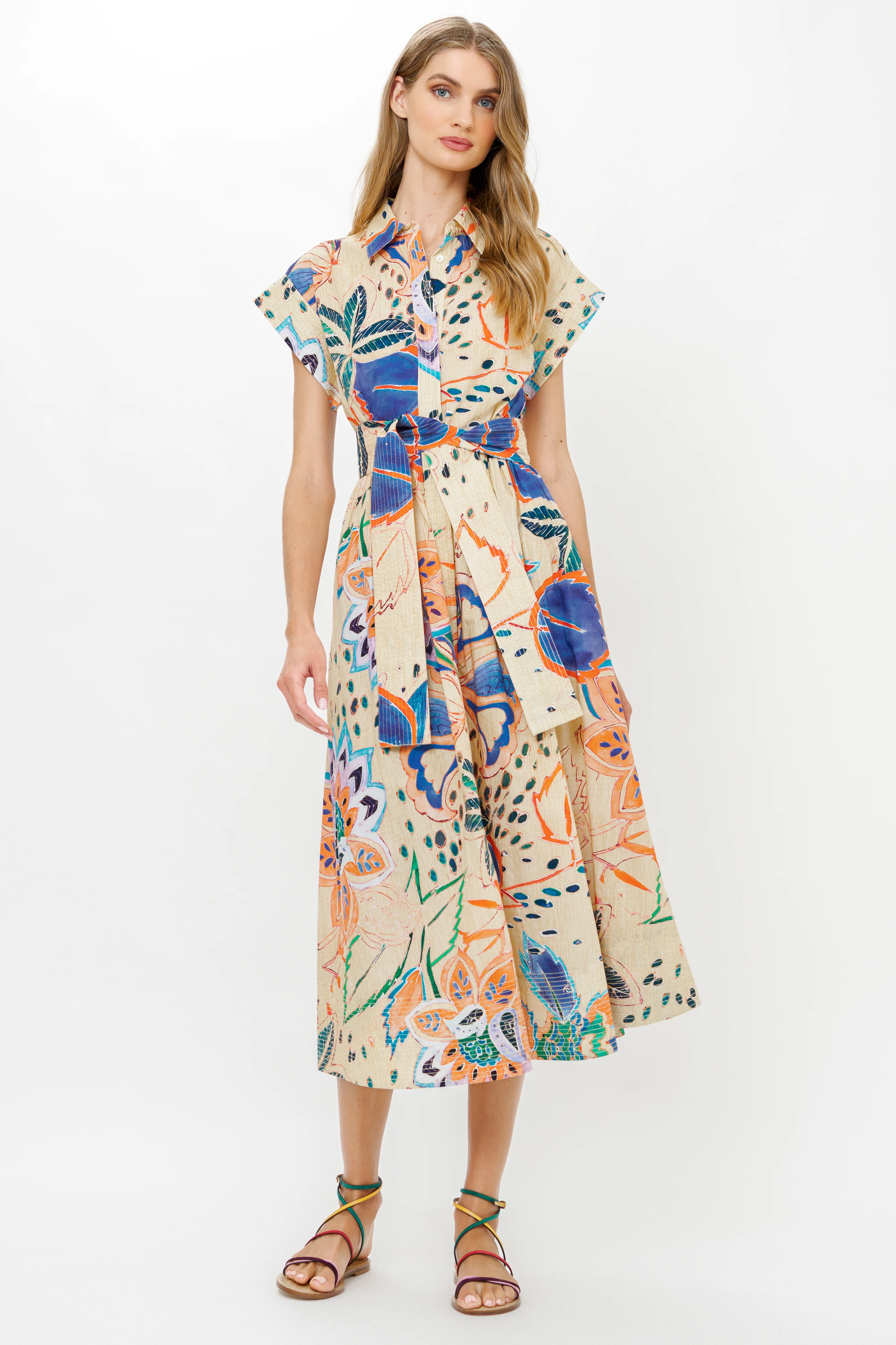 Belted Shirt Dress- Antico Cream - Image 7