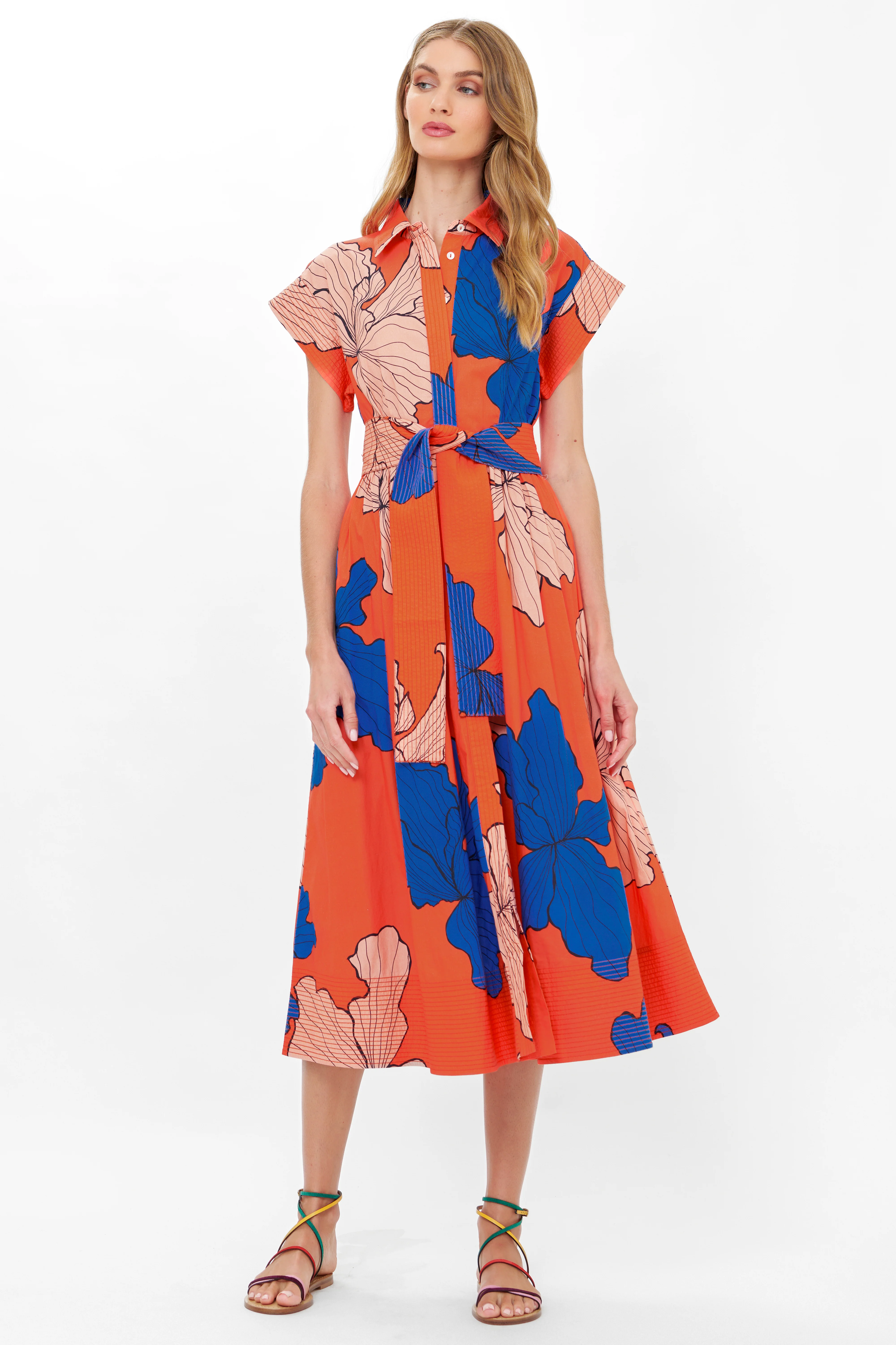 Belted Shirt Dress- Bora Bora Red - Image 10