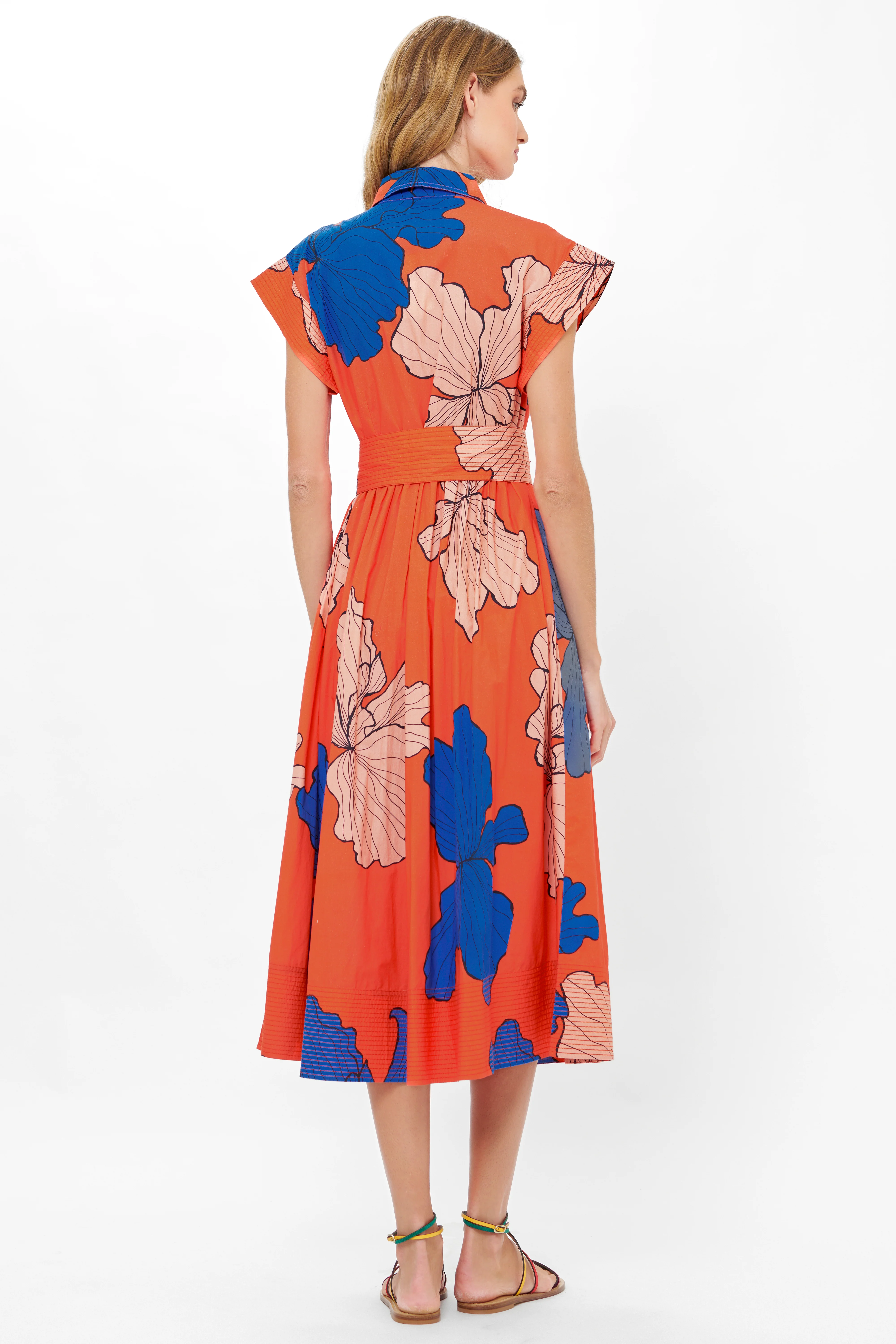Belted Shirt Dress- Bora Bora Red - Image 11