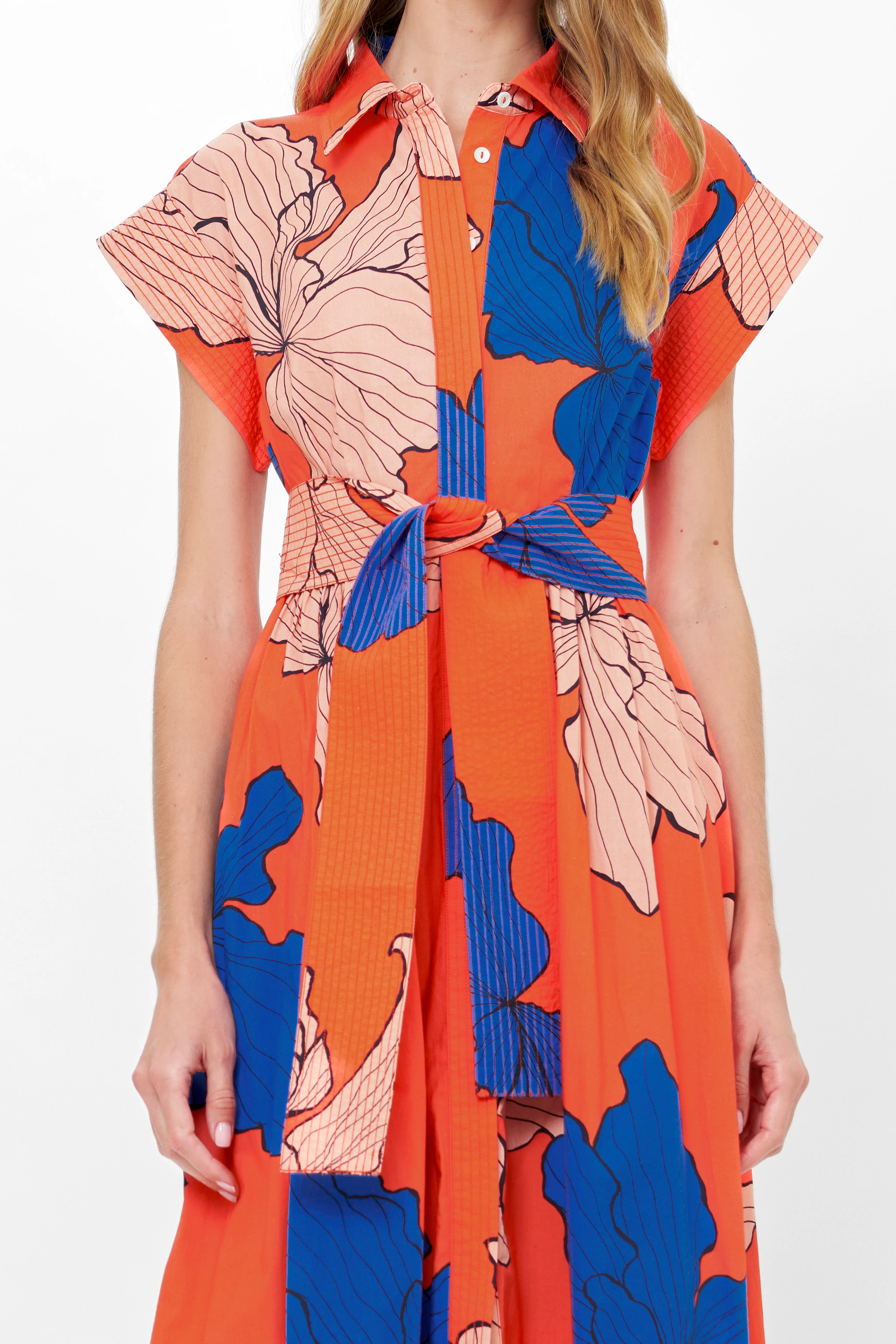 Belted Shirt Dress- Bora Bora Red - Image 9