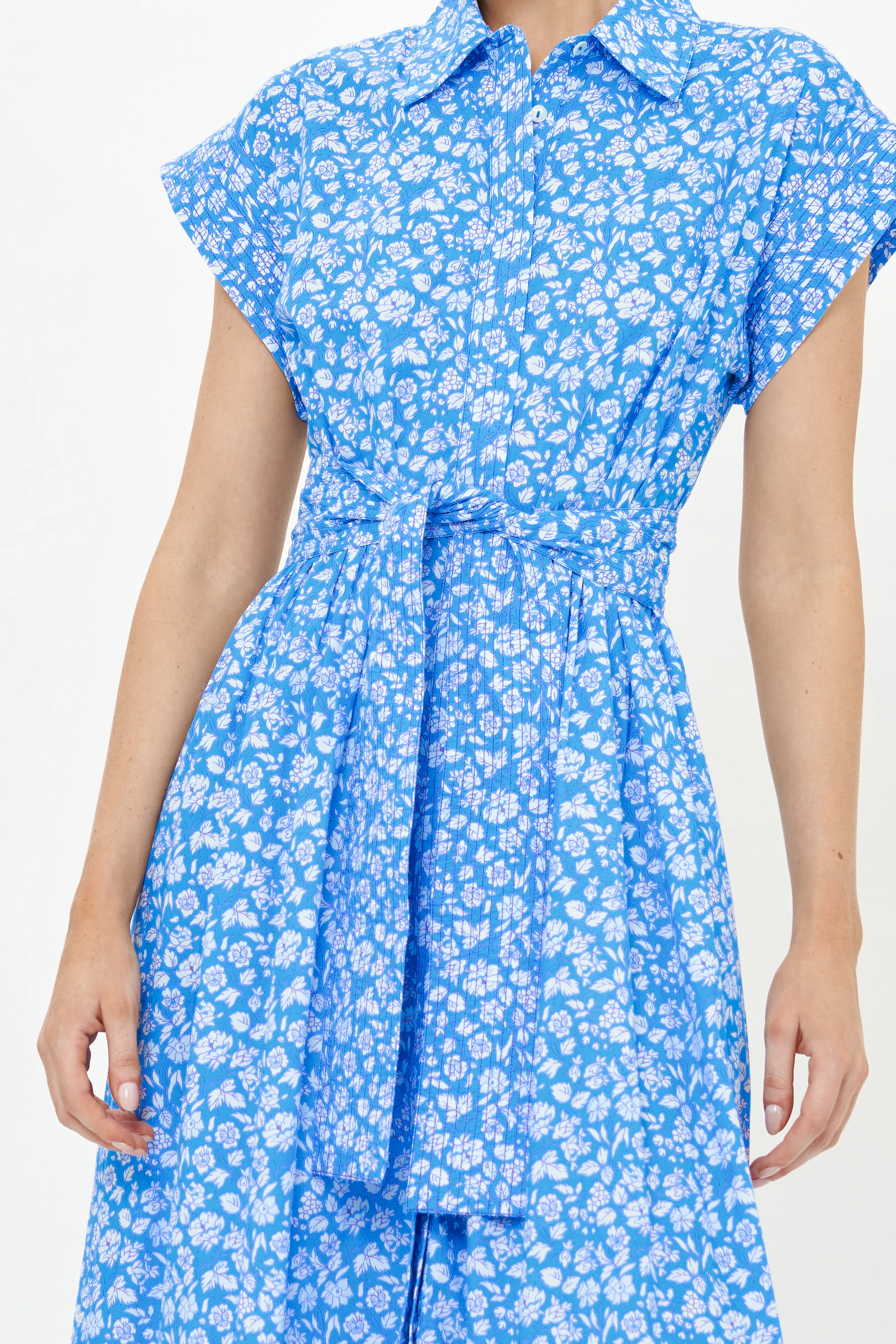 Belted Shirt Dress- Ditsy Blue - Image 8