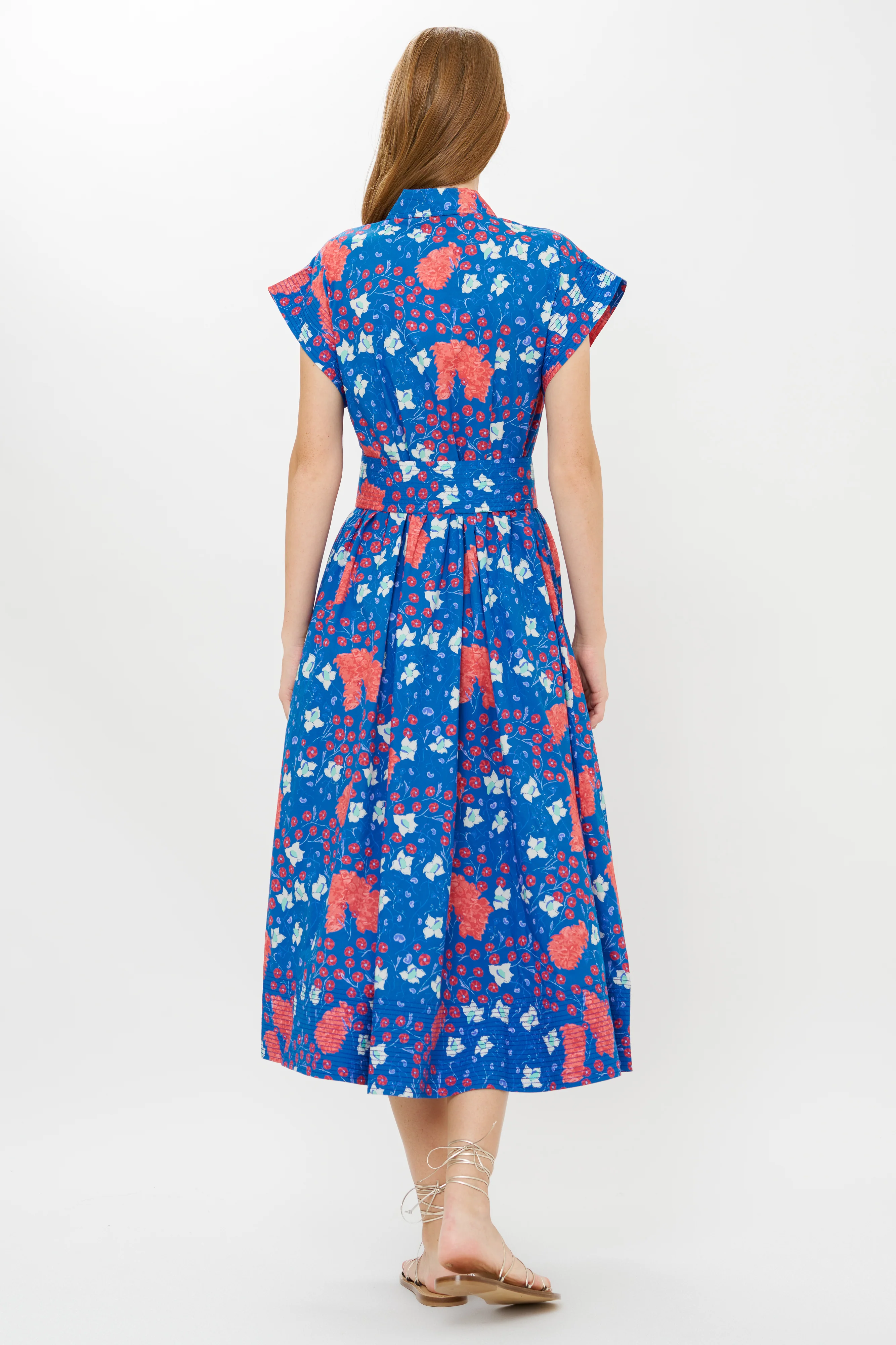 Belted Shirt Dress- Fleur Blue - Image 6