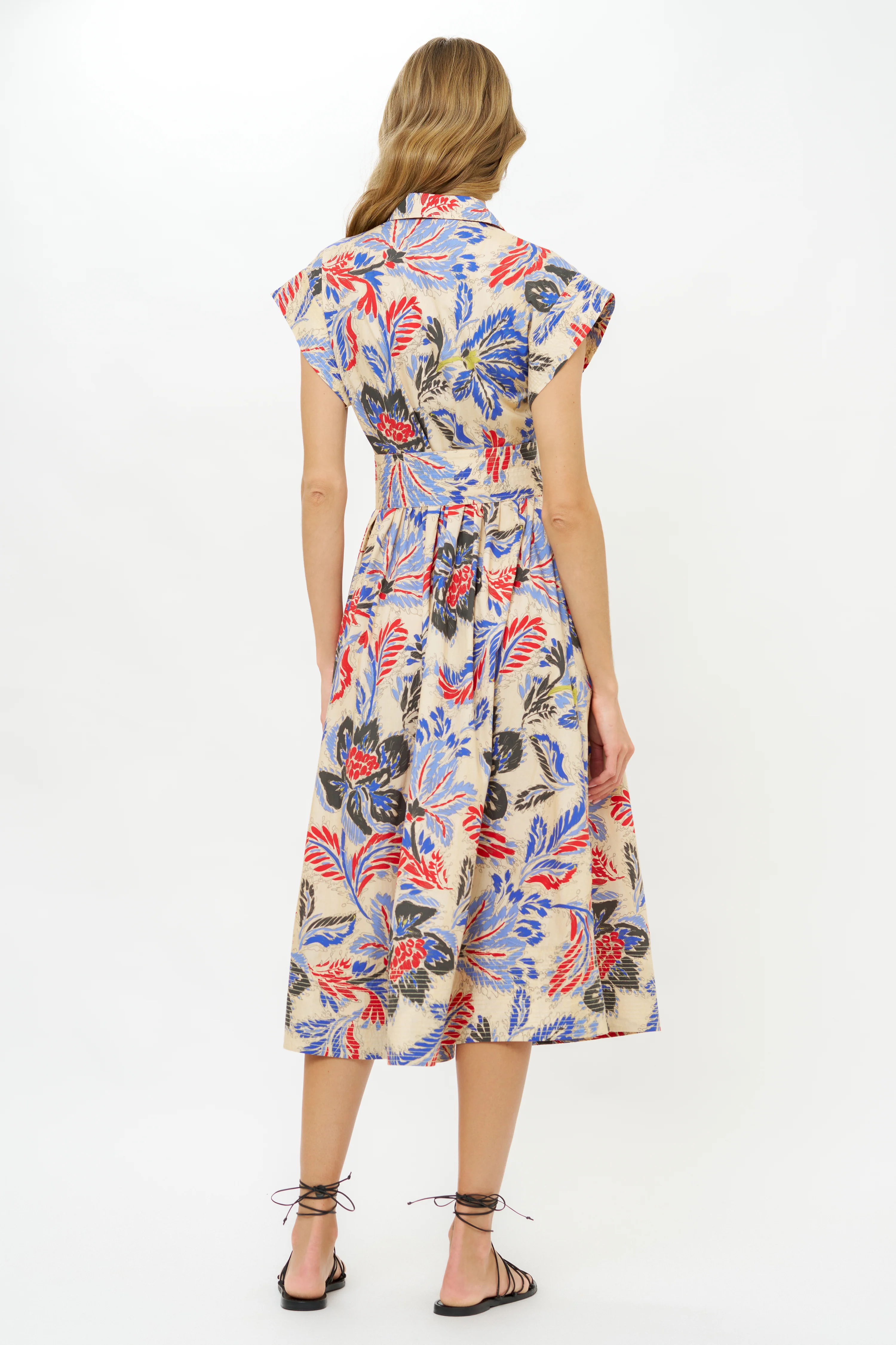 Belted Shirt Dress- Chennai Cobalt - Image 9