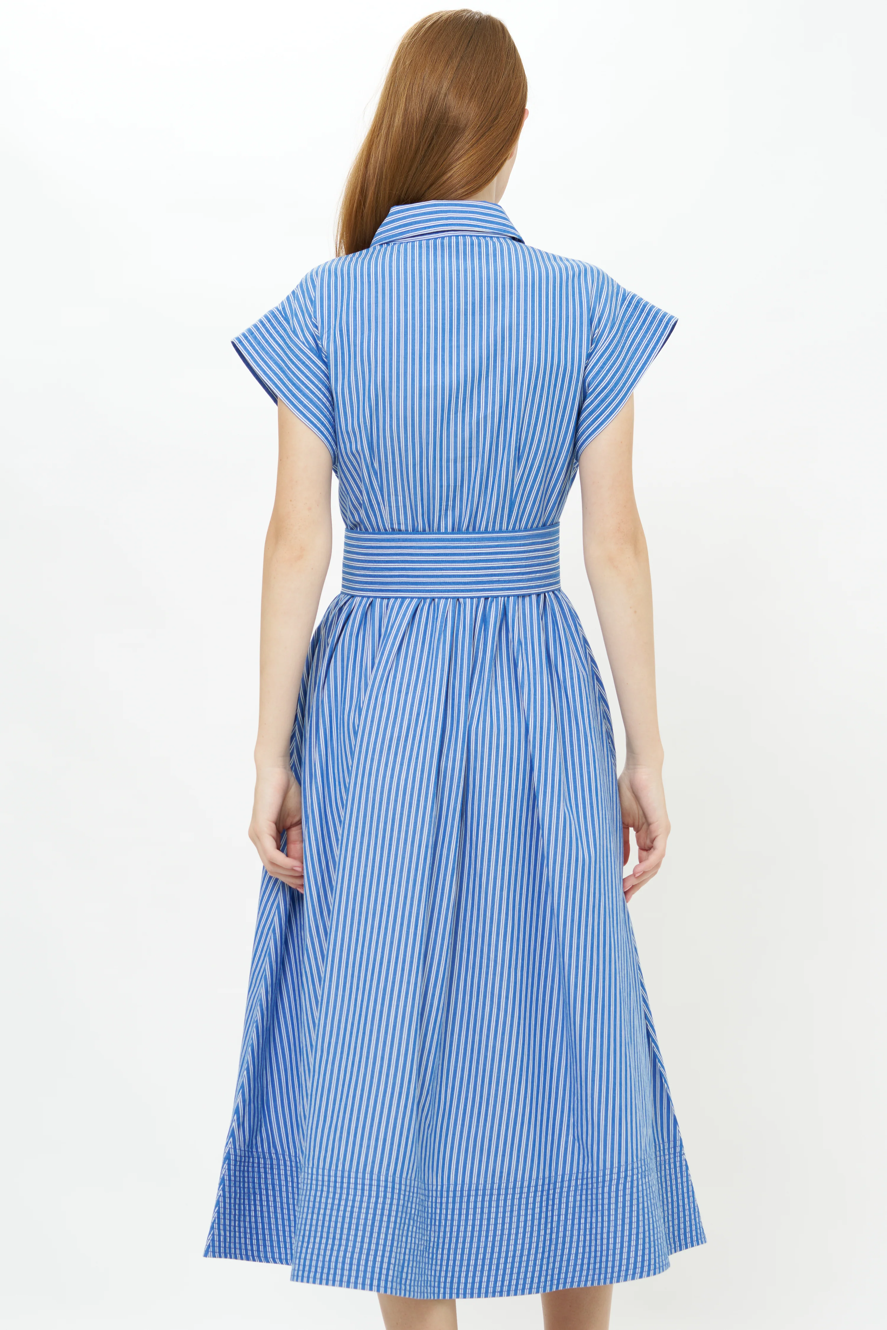 Belted Shirt Dress- Devon Blue - Image 12