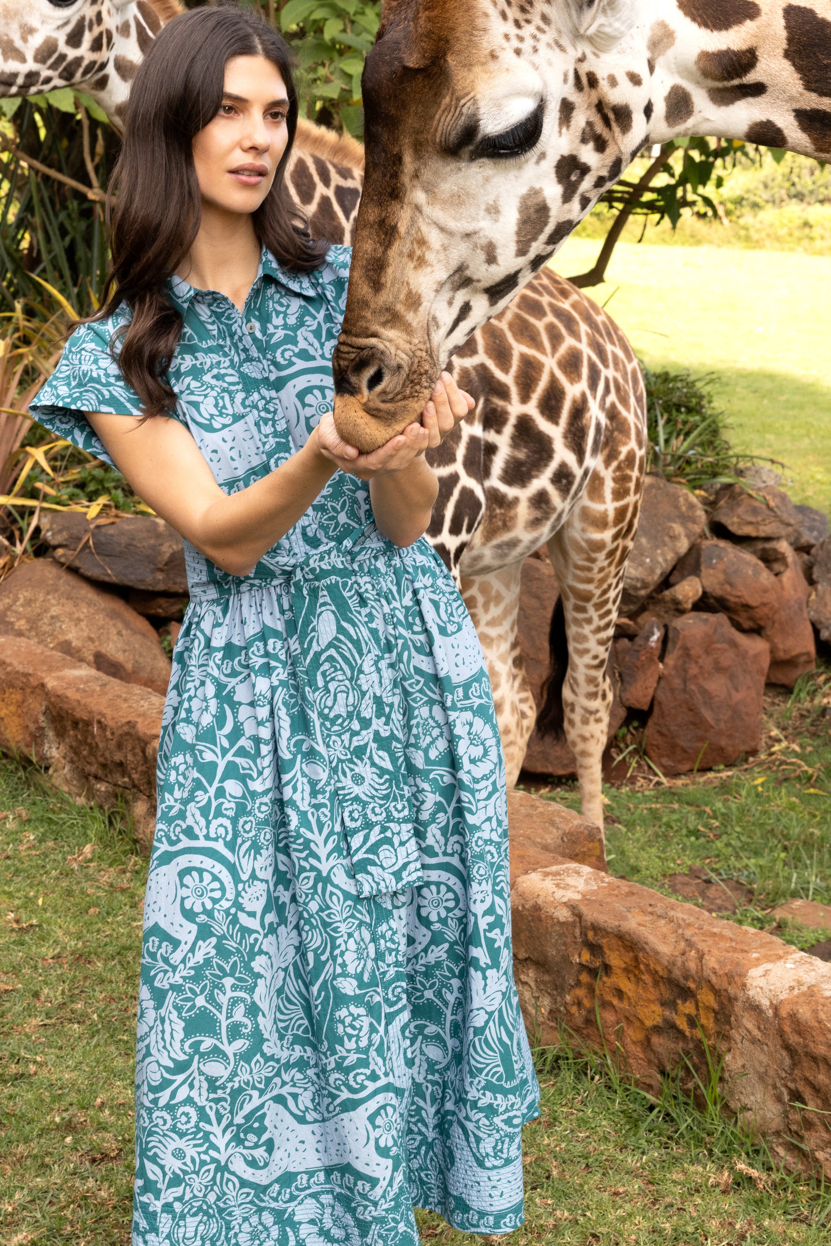 Belted Shirt Dress- Singita Green - Image 5
