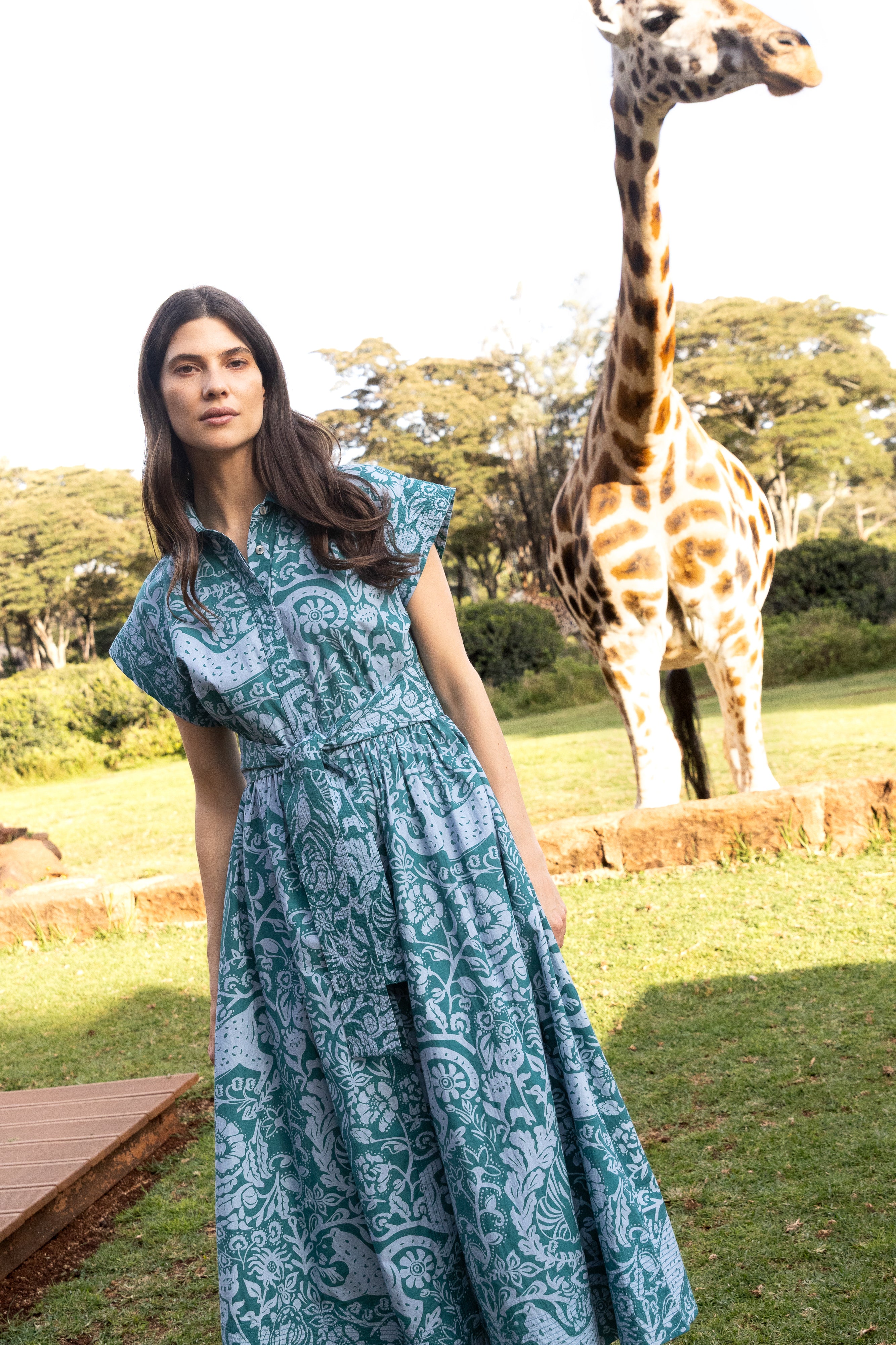 Belted Shirt Dress- Singita Green - Image 7