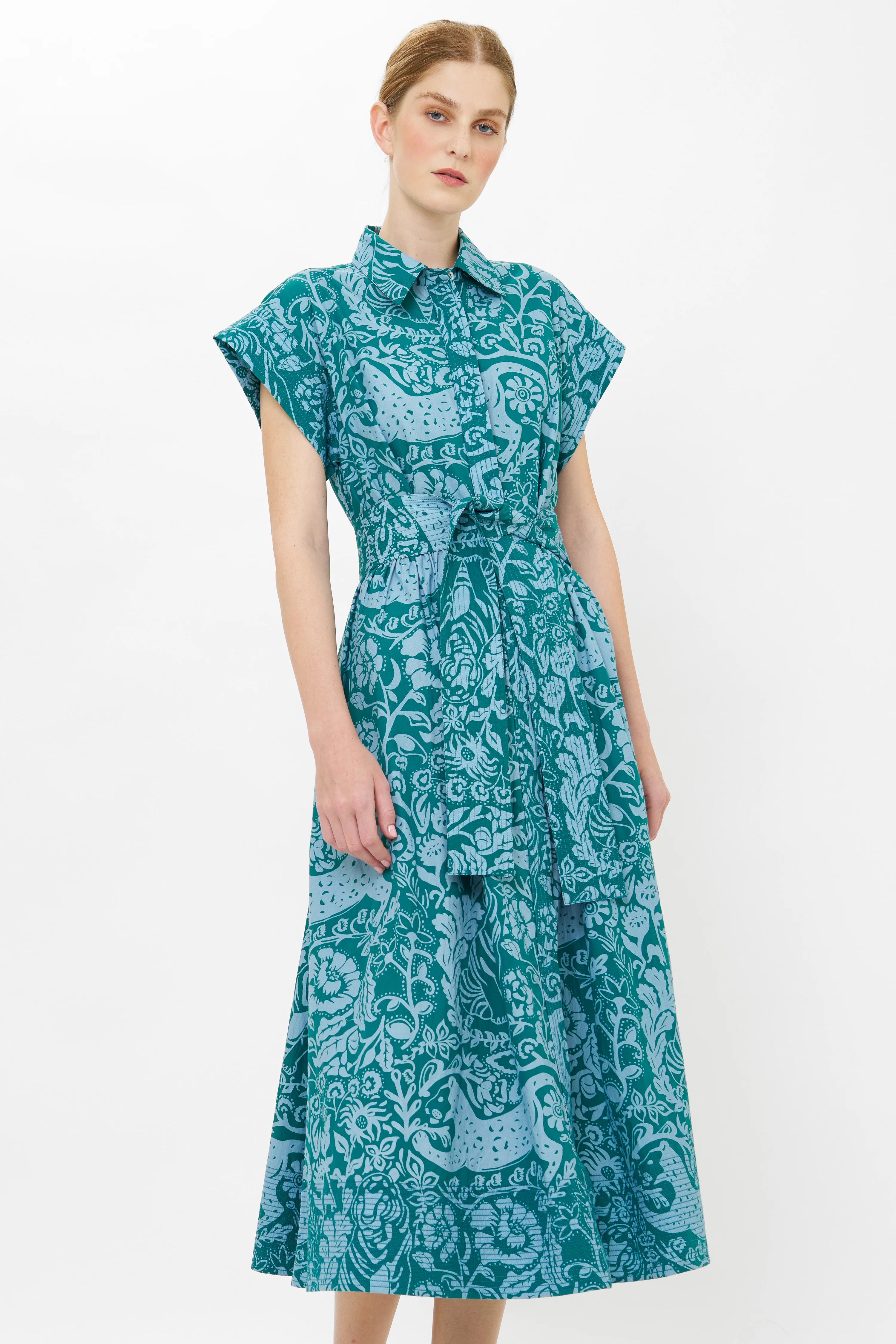 Belted Shirt Dress- Singita Green - Image 9