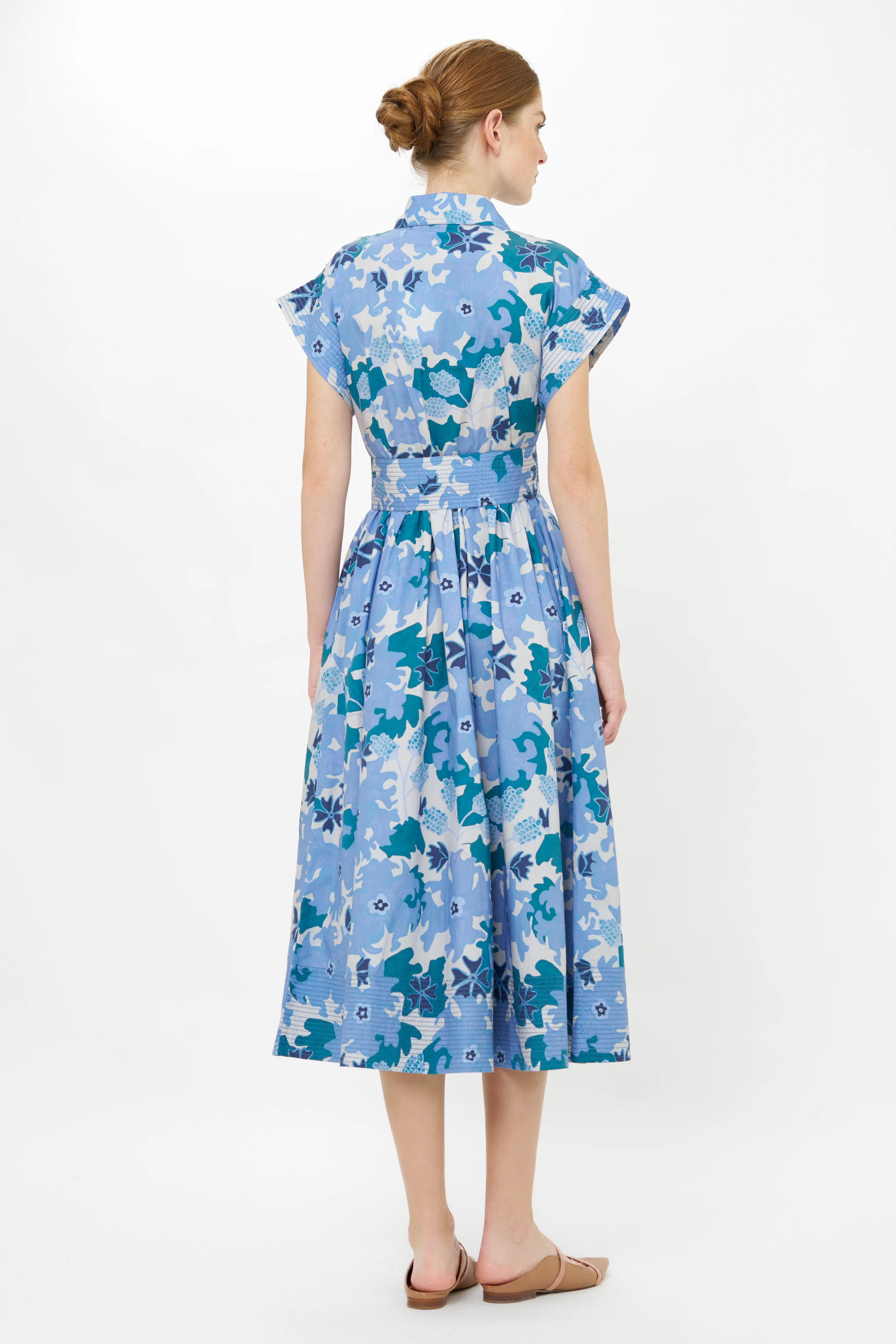 Belted Shirt Dress- Suzani Blue - Image 7