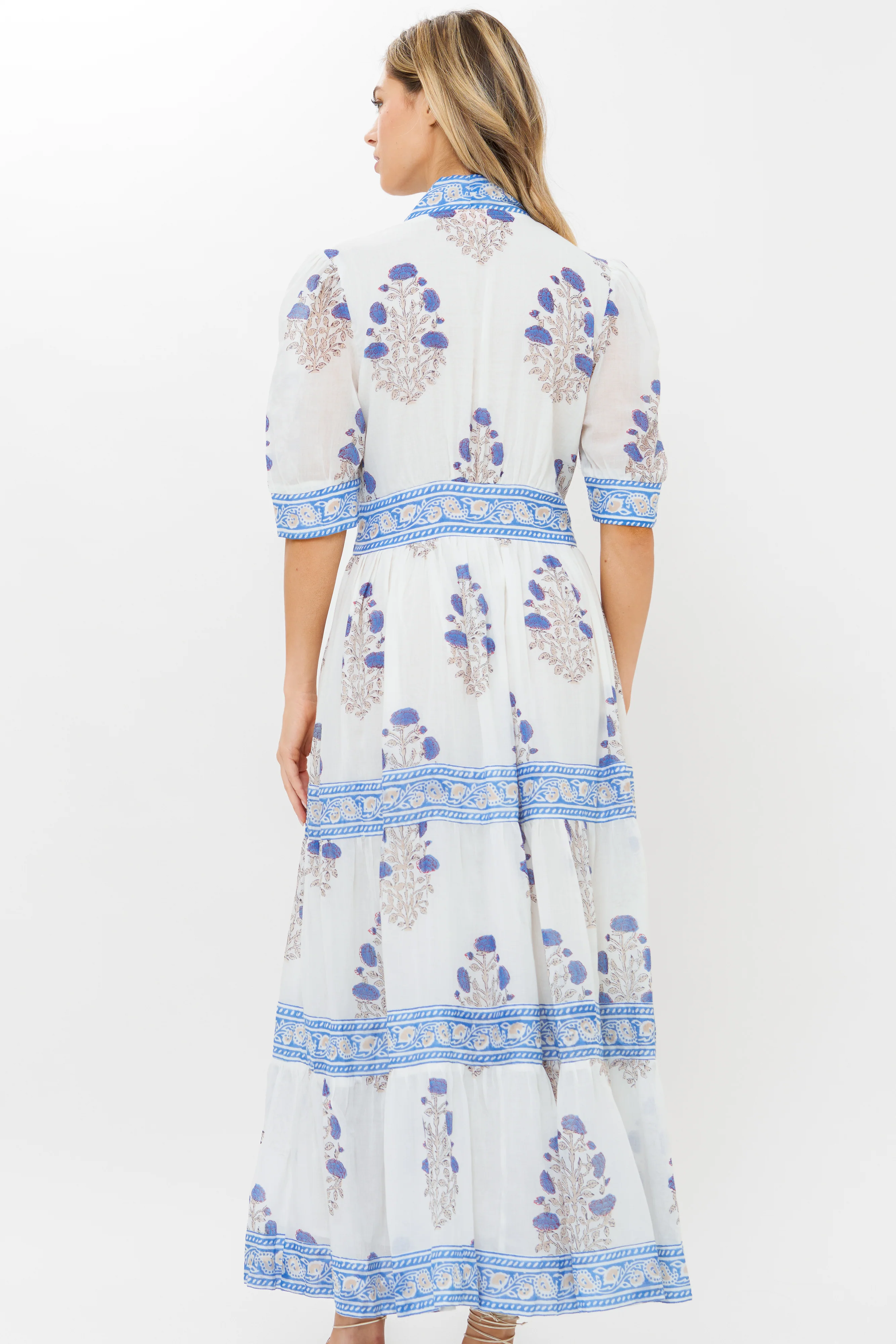 V-Neck Cuffed Maxi- Laguna Blue - Image 6