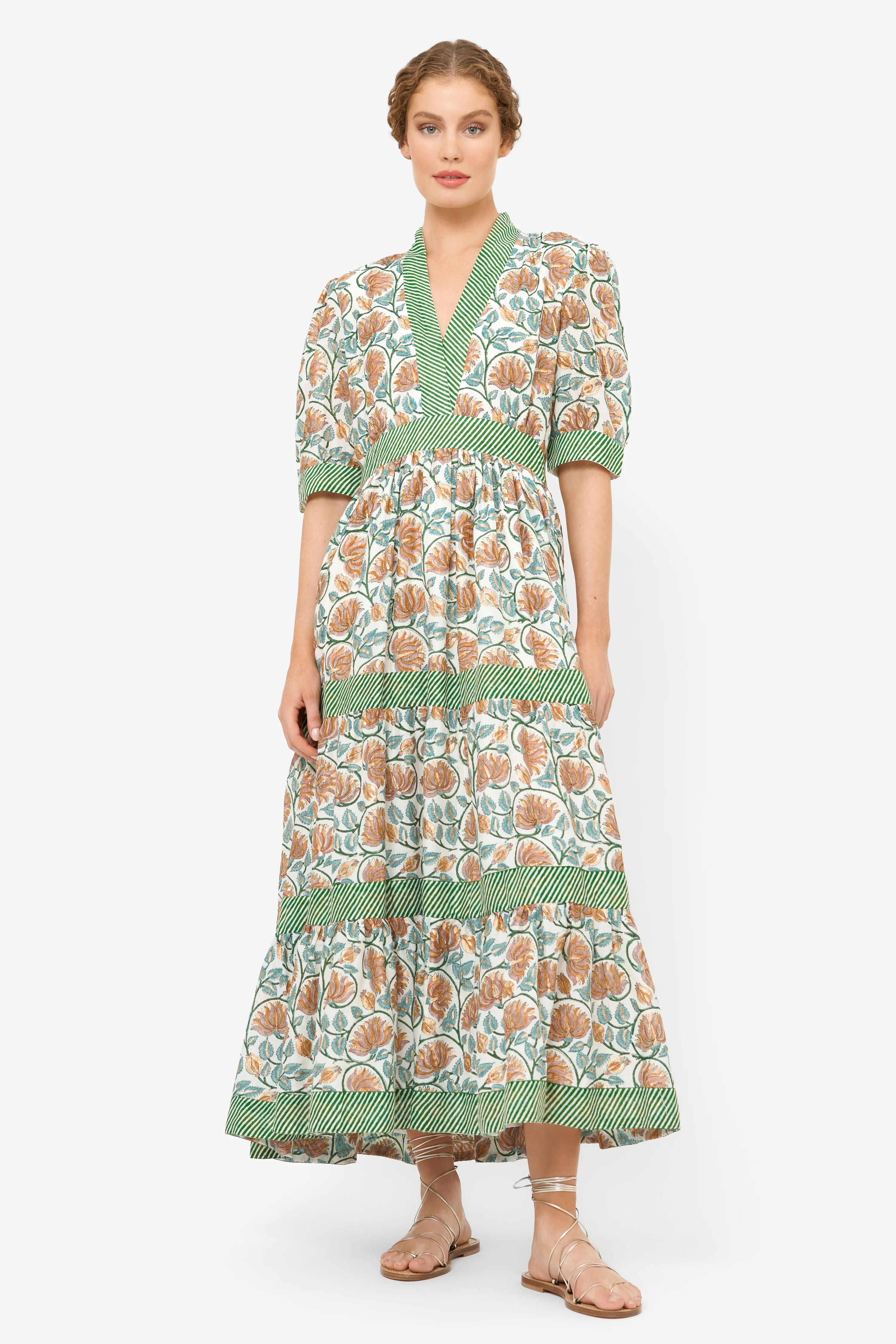 V-Neck Cuffed Maxi- Montenegro Green - Image 7