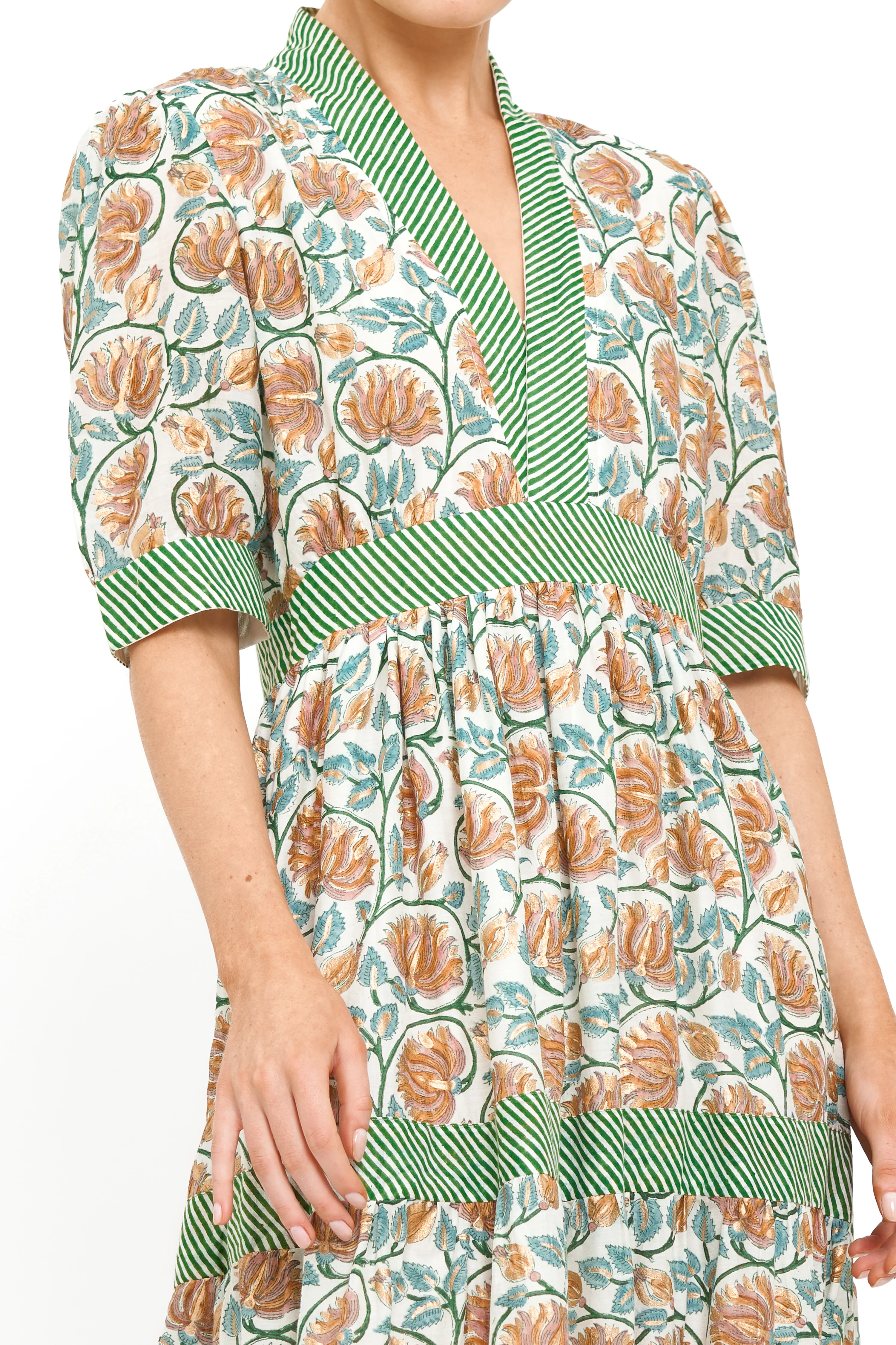 V-Neck Cuffed Maxi- Montenegro Green - Image 8