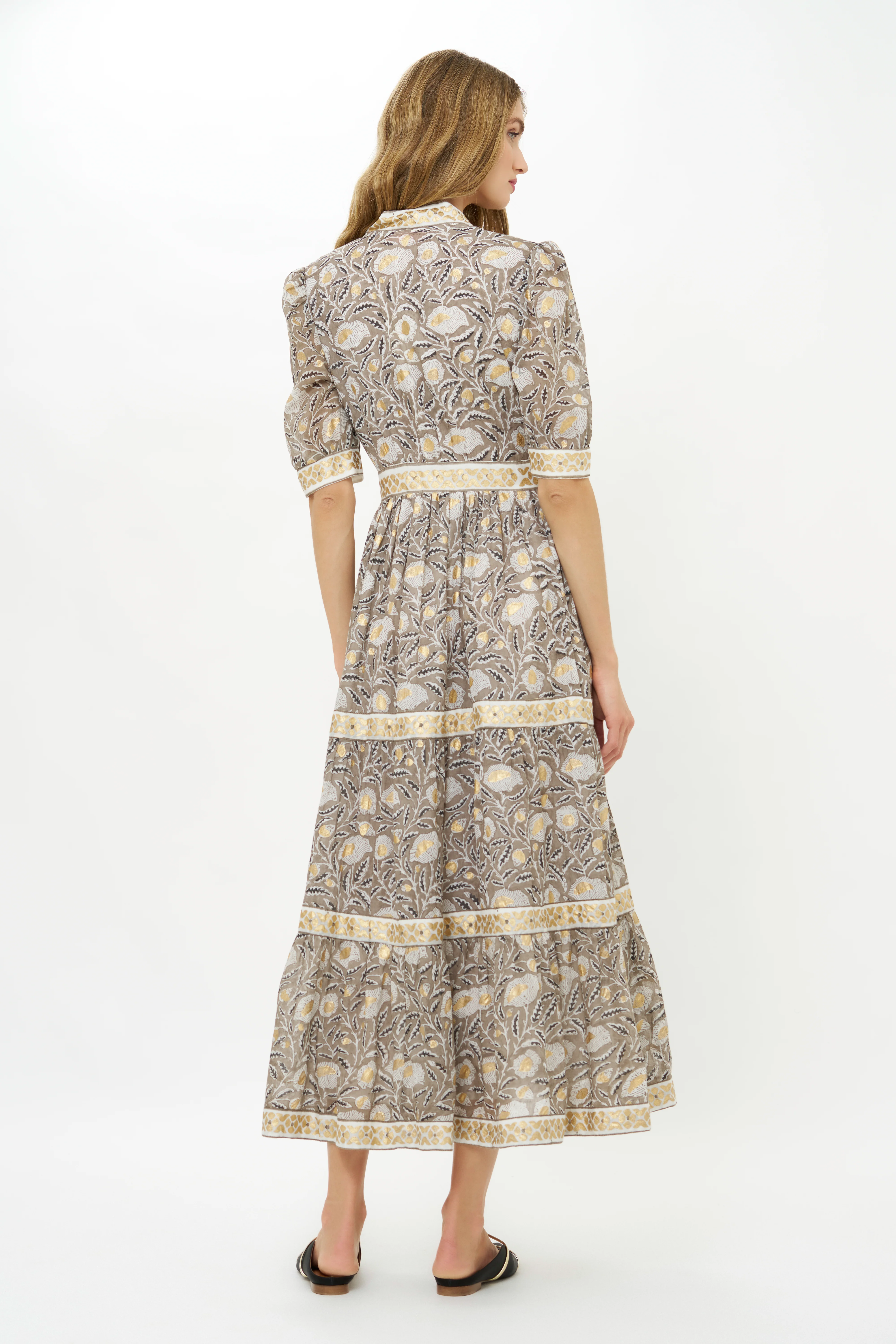 V-Neck Cuffed Maxi- Birch Taupe - Image 7