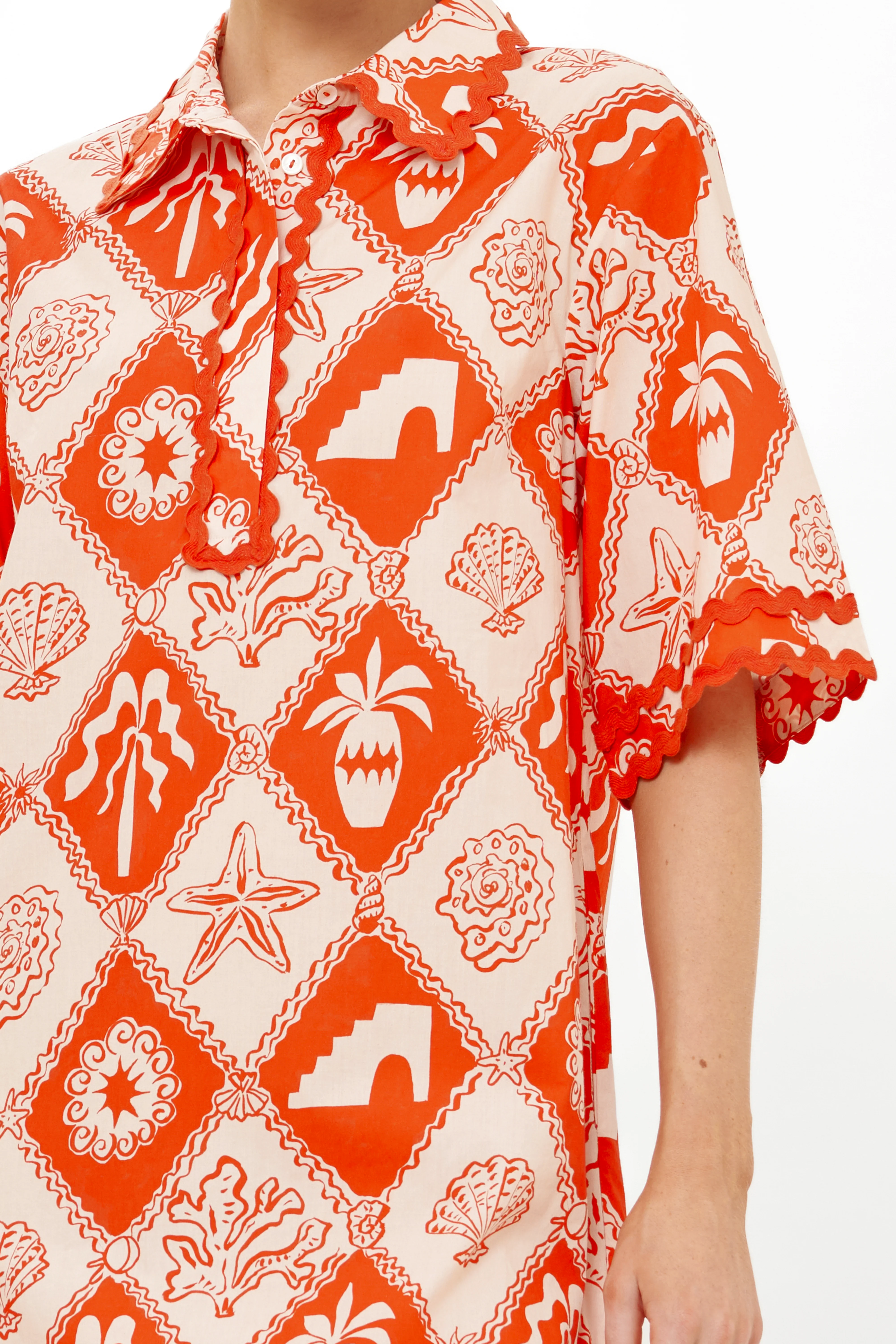 Collared Shirt Dress Mini- Asterias Red - Image 6
