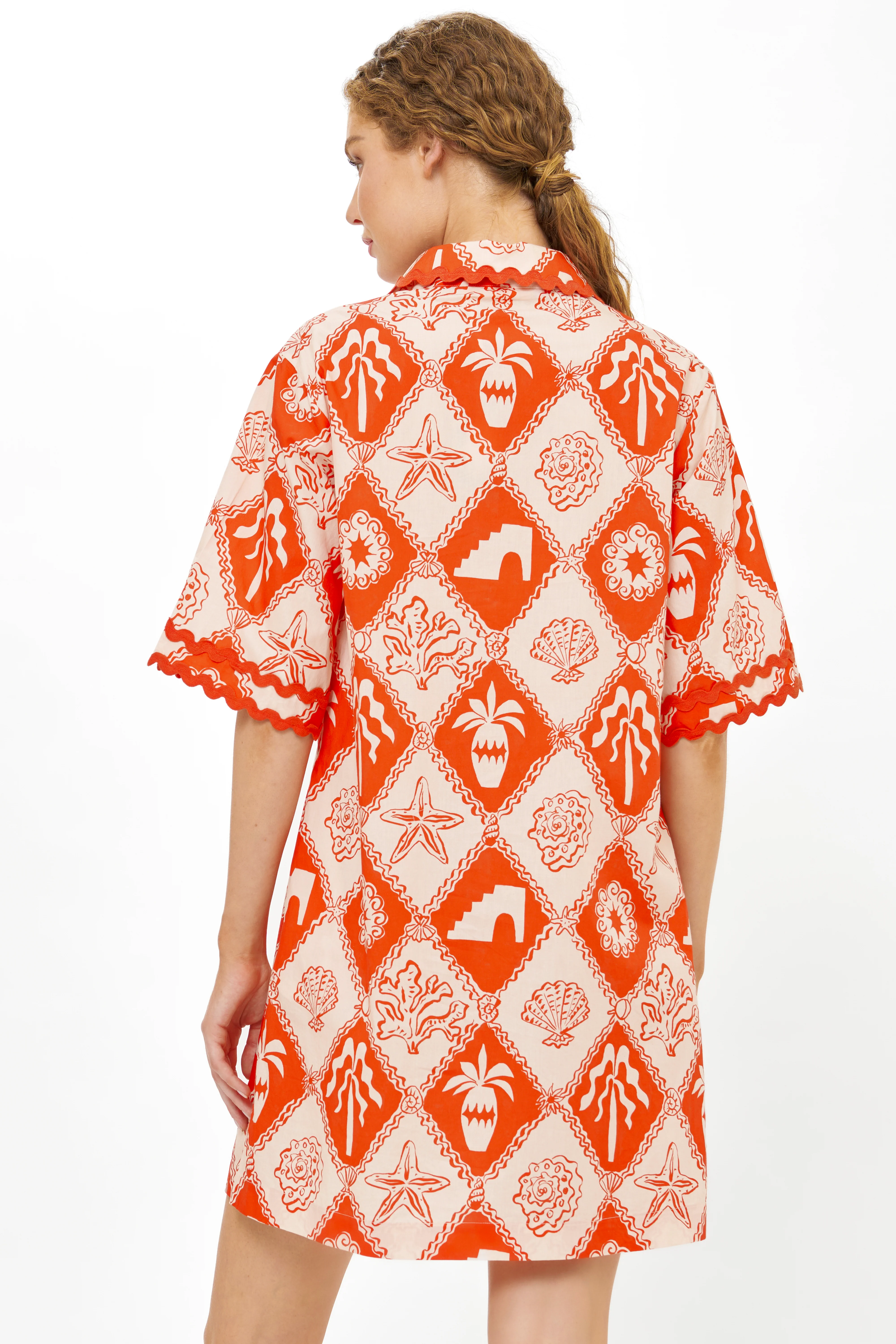 Collared Shirt Dress Mini- Asterias Red - Image 7