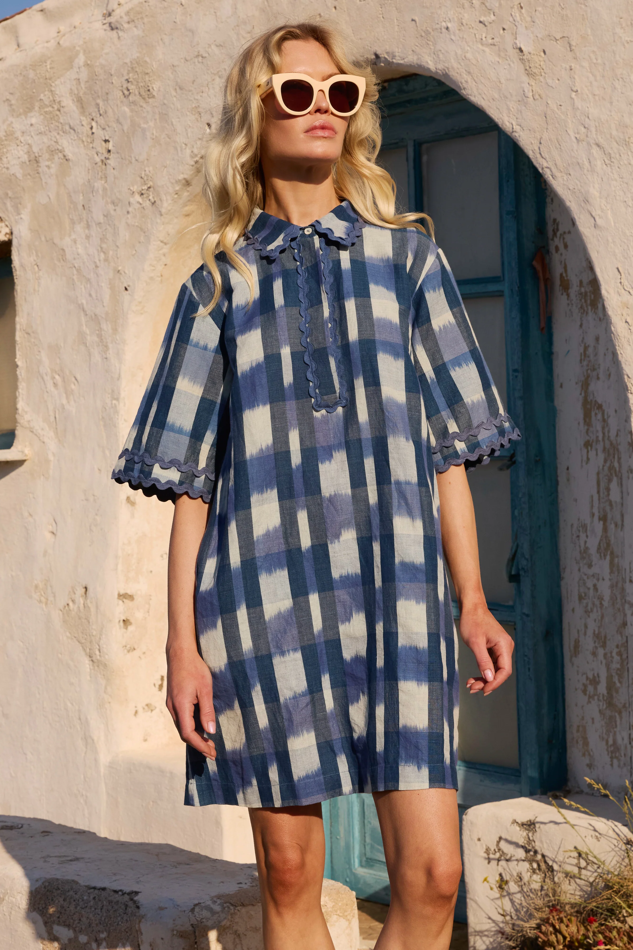 Collared Shirt Dress Mini- Beckett Navy - Image 3