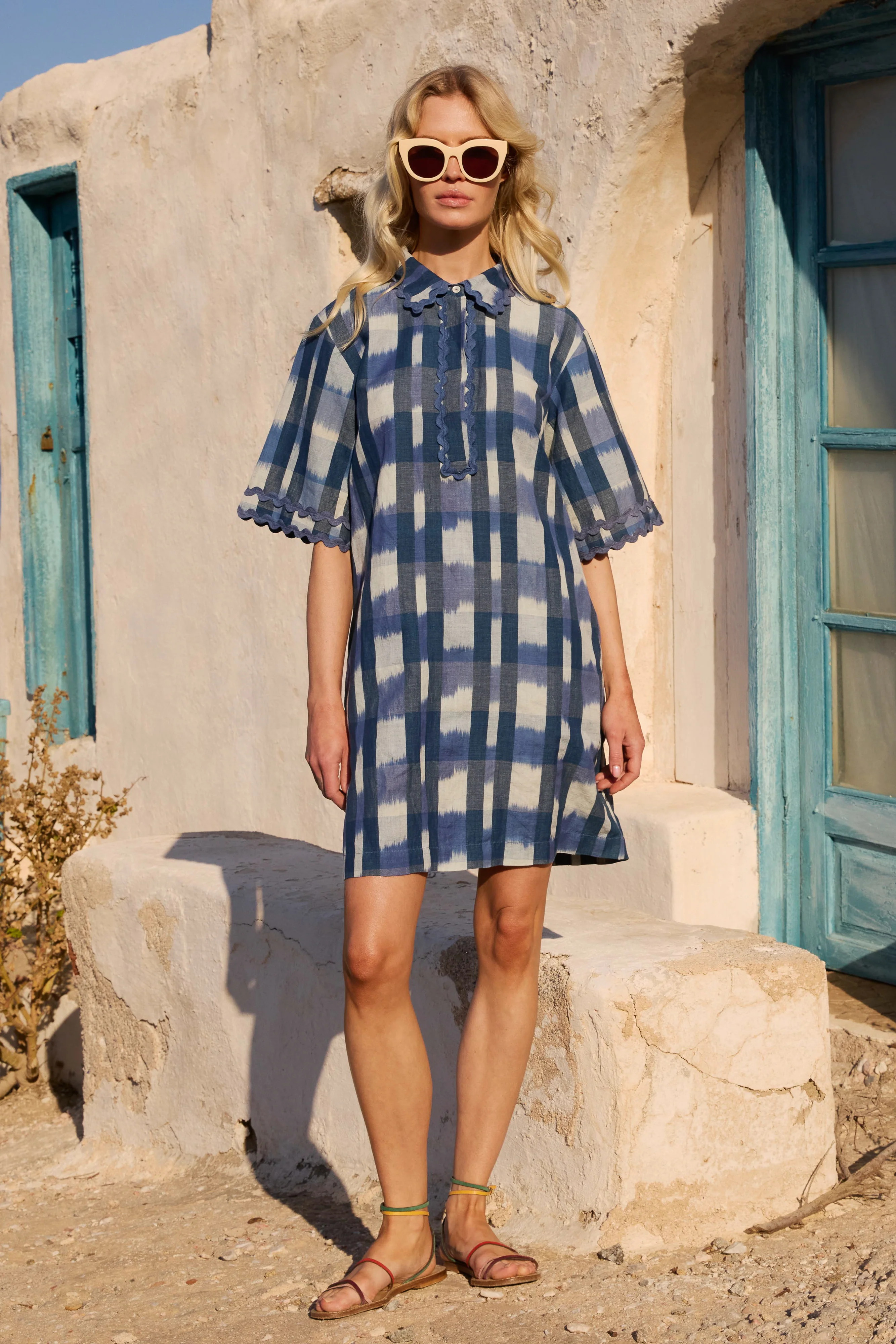 Collared Shirt Dress Mini- Beckett Navy - Image 4