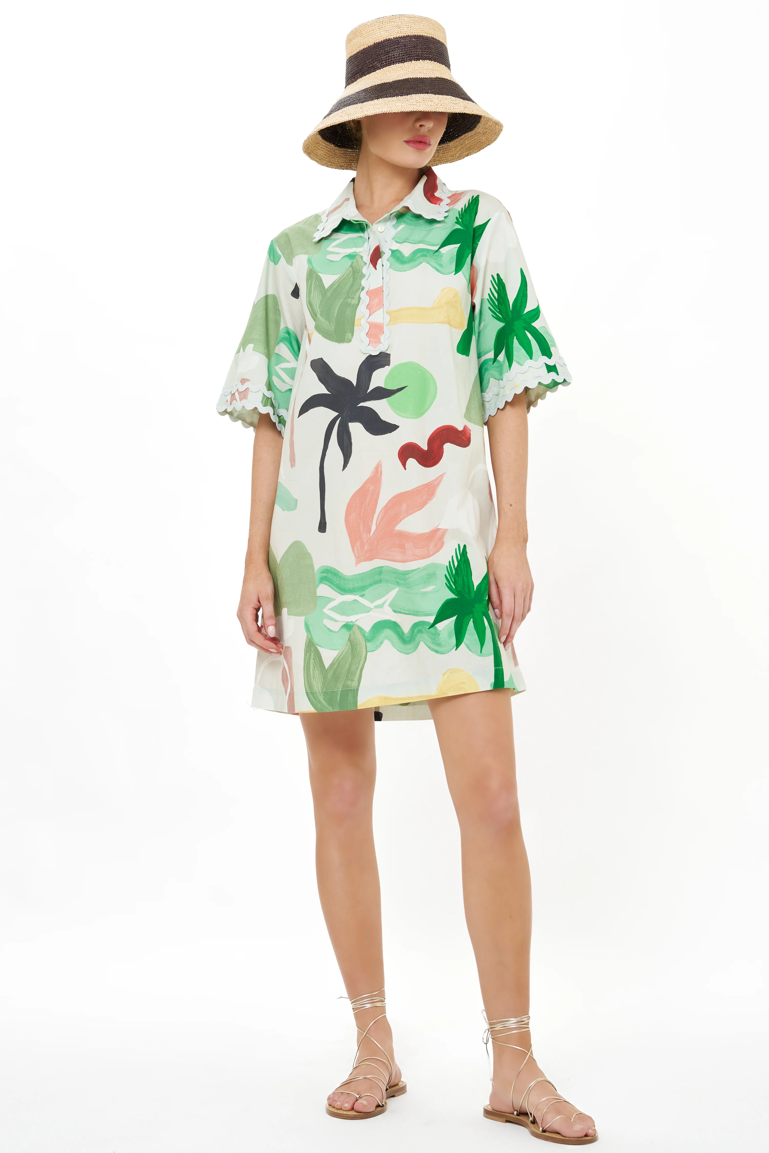 Collared Shirt Dress Mini- Paradiso Petal - Image 4