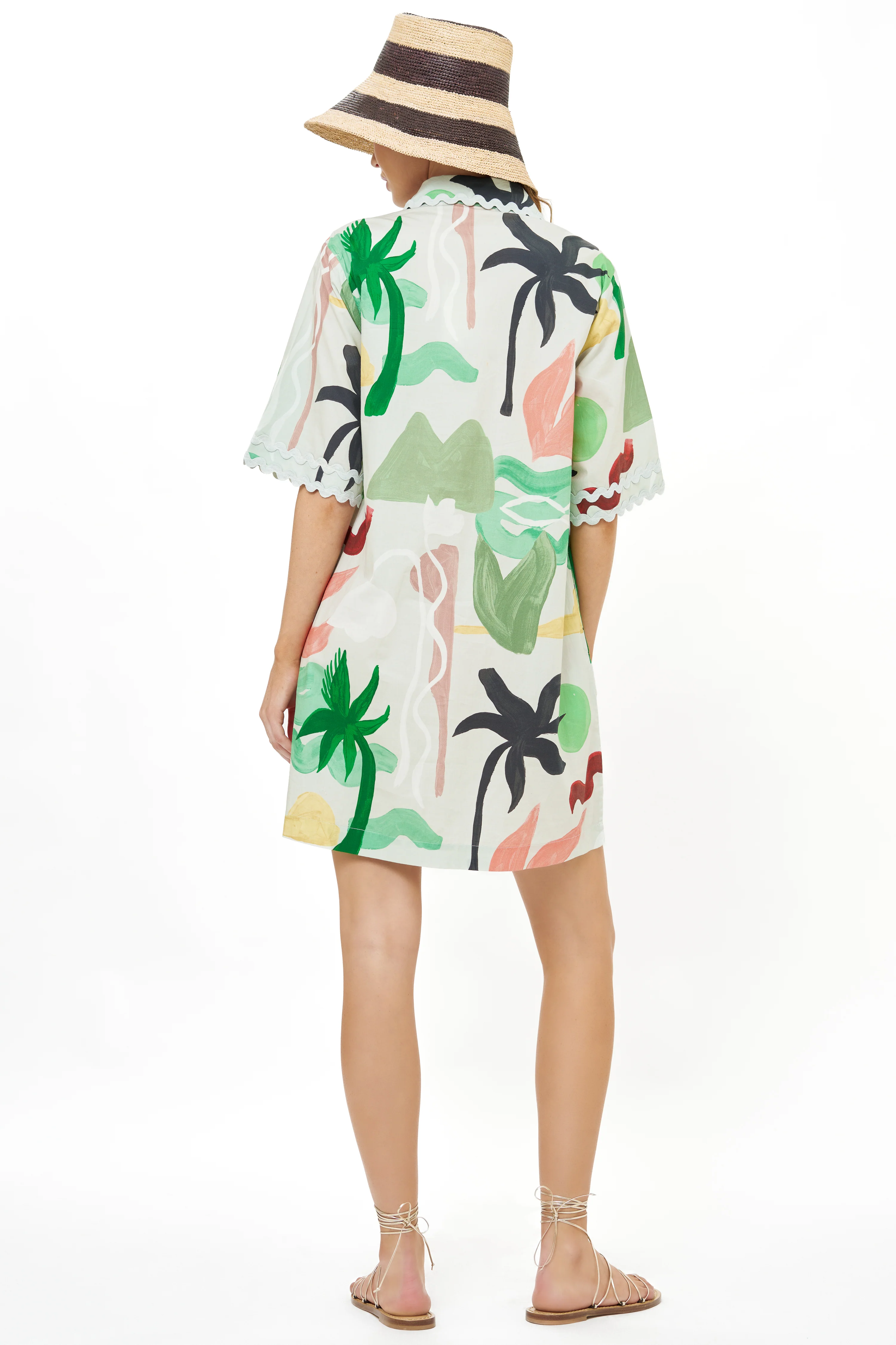 Collared Shirt Dress Mini- Paradiso Petal - Image 5