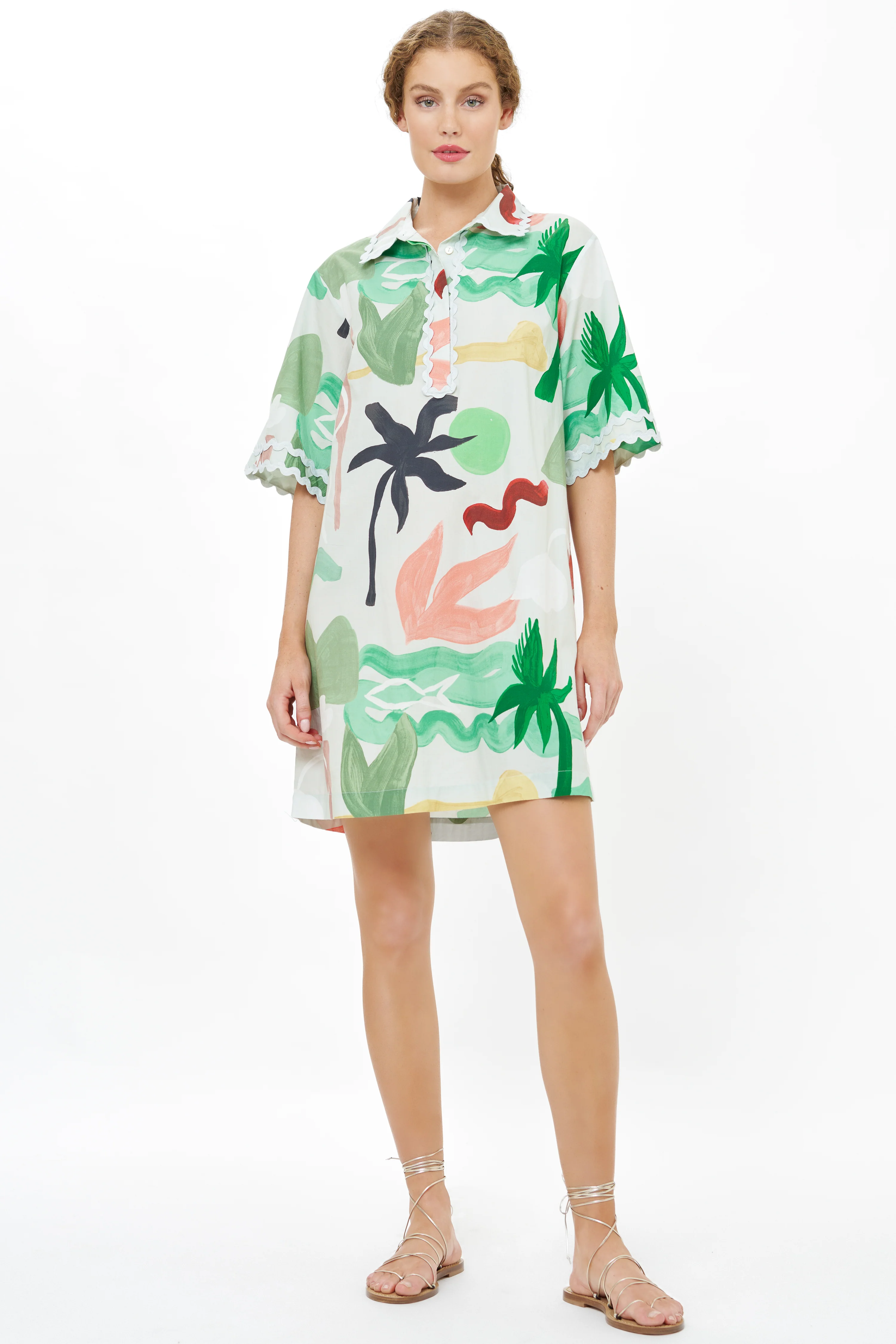 Collared Shirt Dress Mini- Paradiso Petal - Image 6