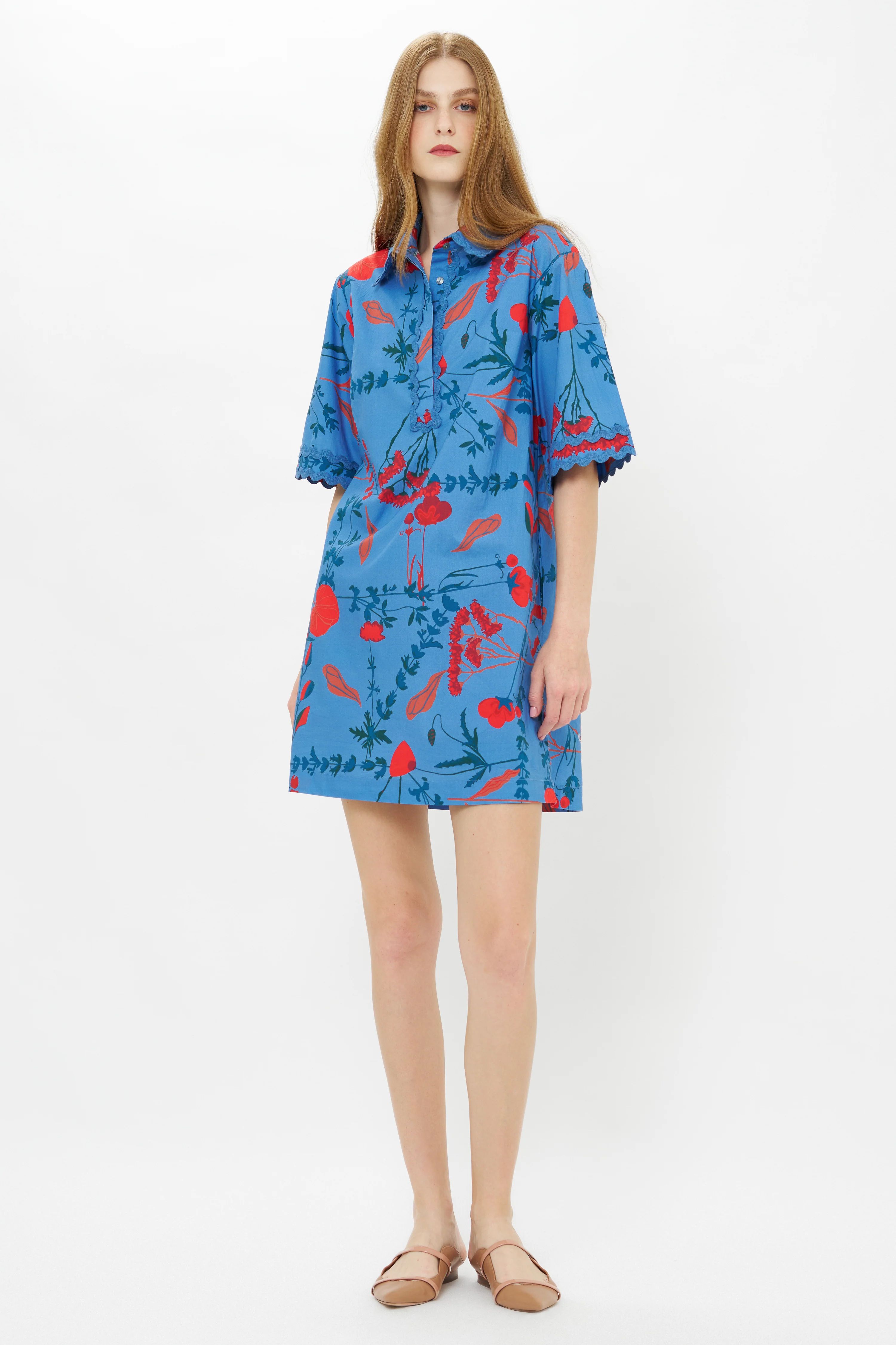 Collared Shirt Dress Mini- Bartram Blue - Image 4