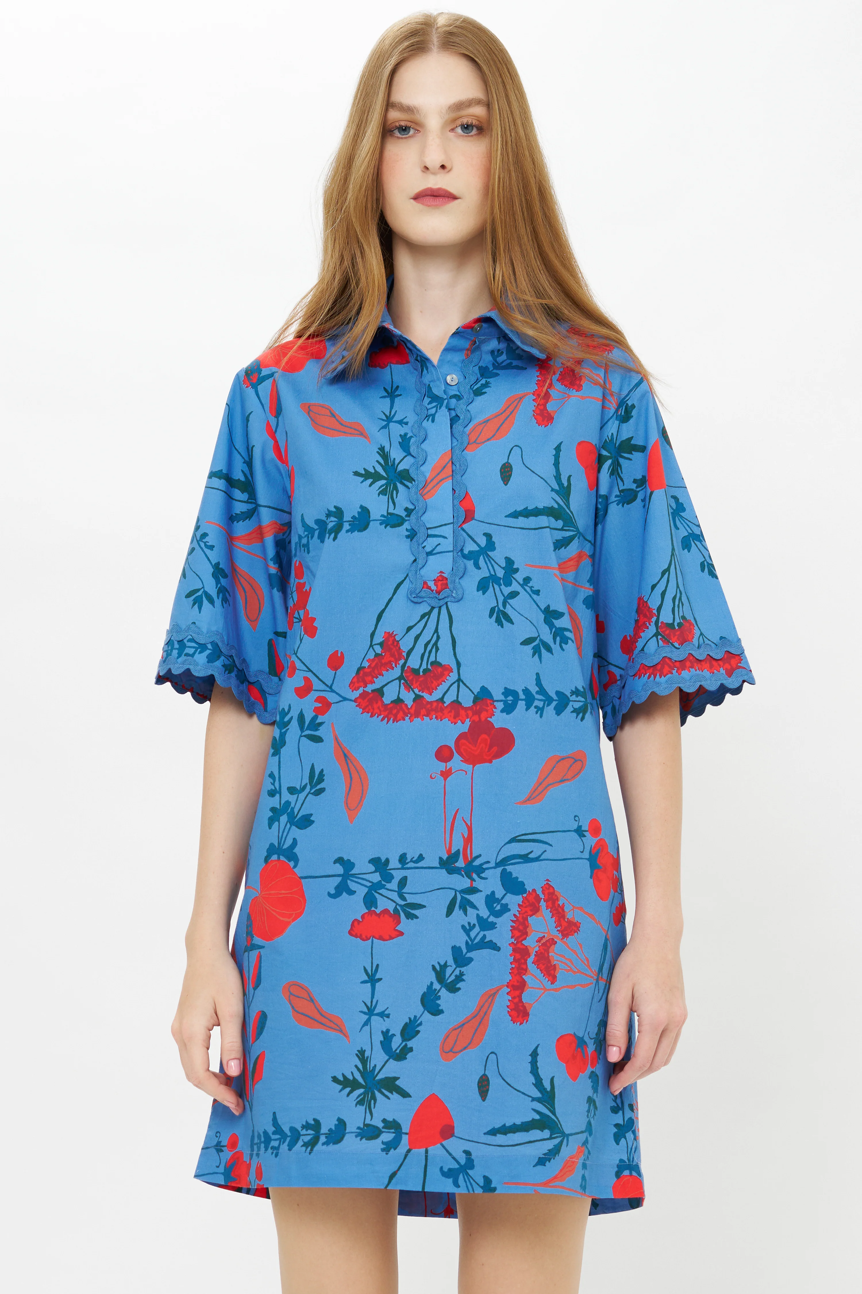 Collared Shirt Dress Mini- Bartram Blue - Image 6