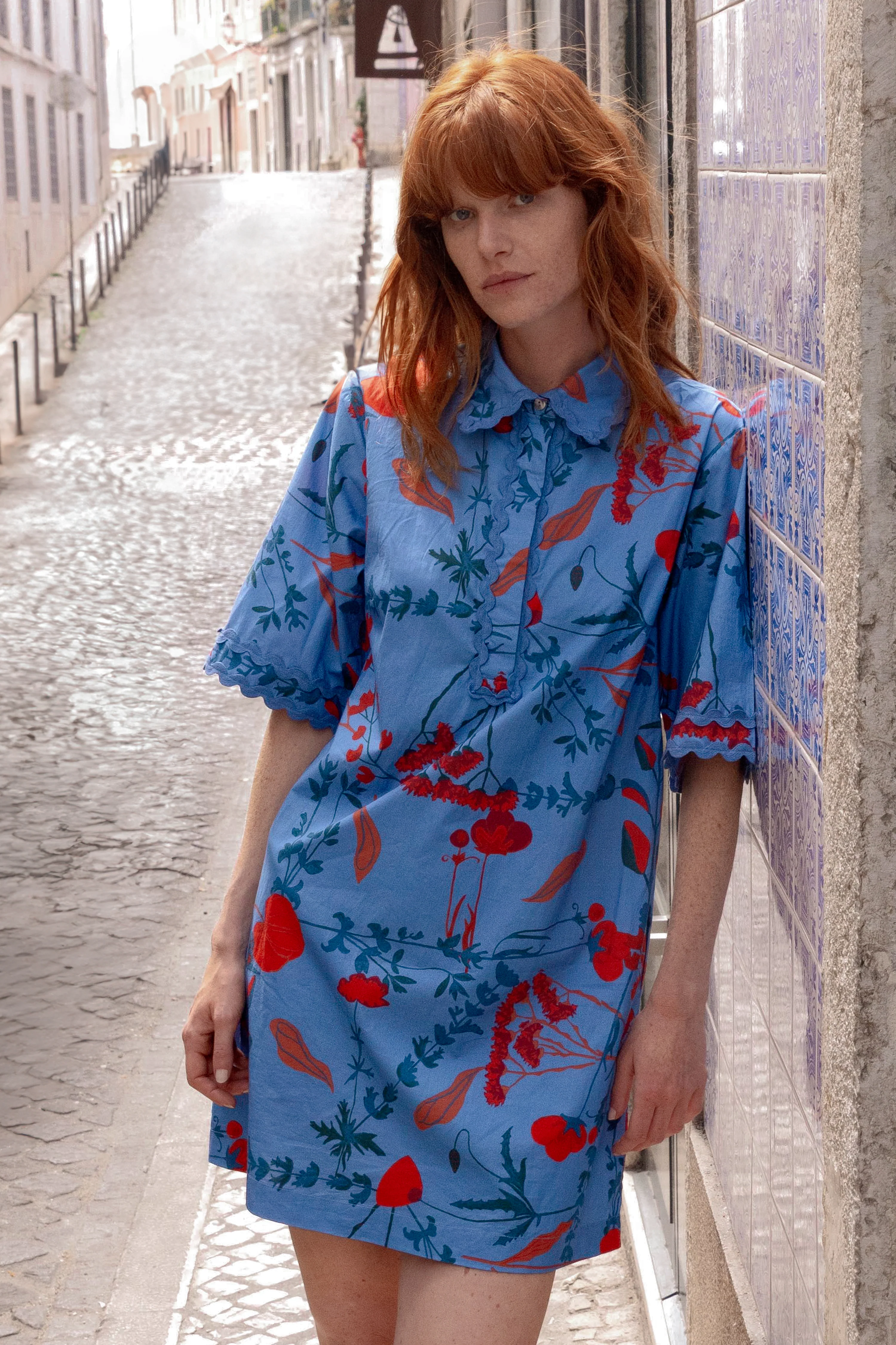 Collared Shirt Dress Mini- Bartram Blue - Image 7