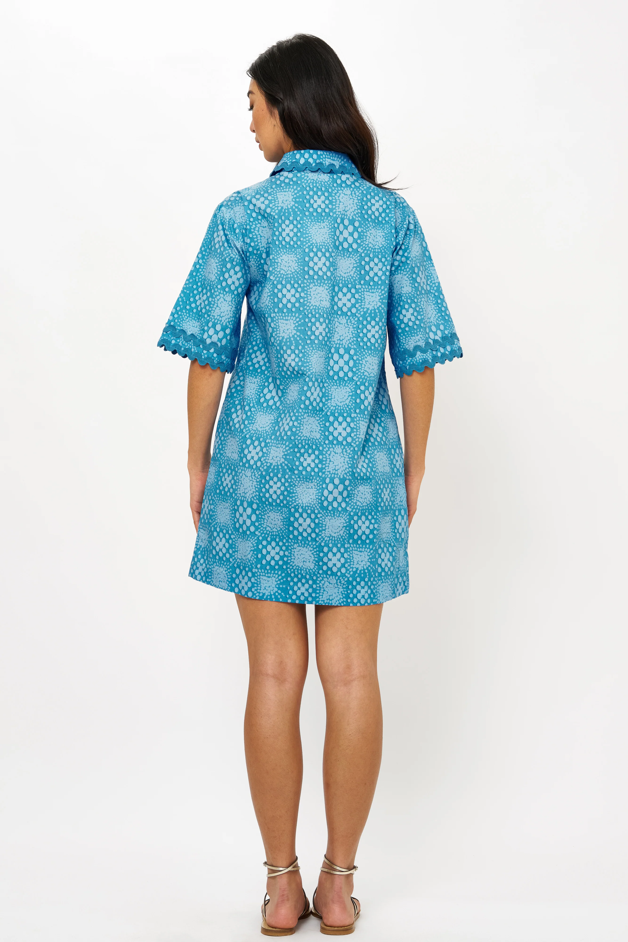 Collared Shirt Dress Mini- Matrix Blue - Image 4