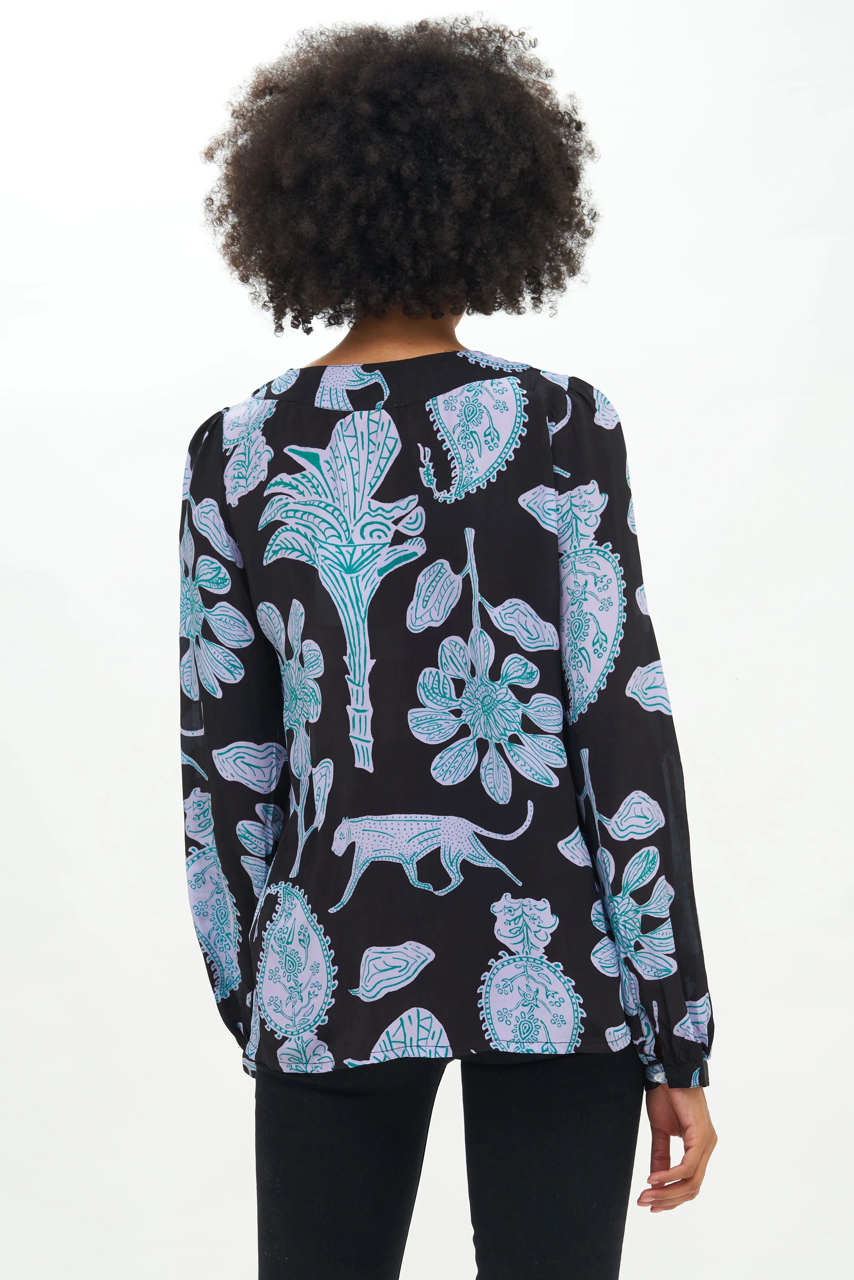 V-Neck Blouse- Lamu Black - Image 2